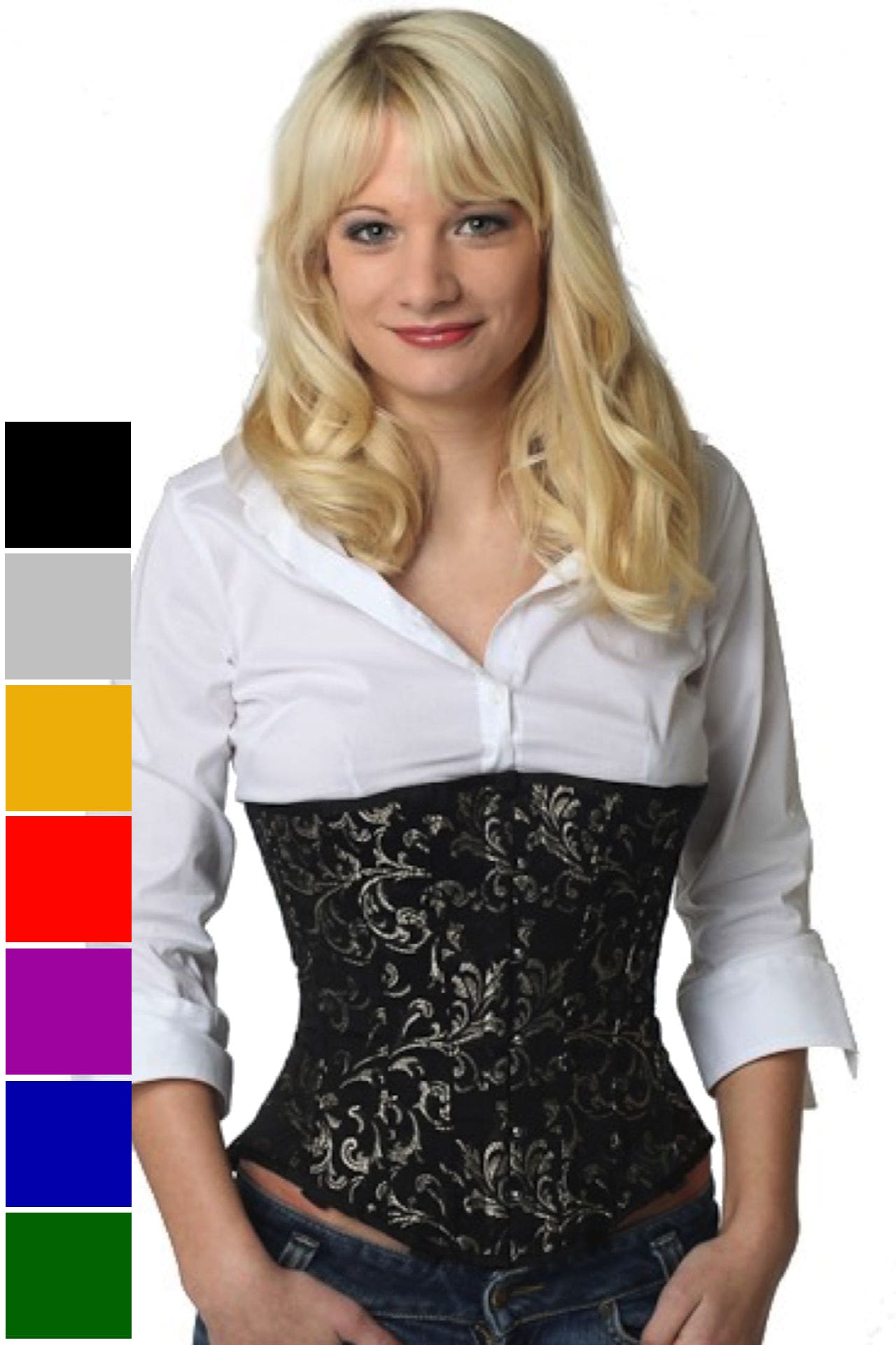 Corse dorado brocado bajo pecho corset ru84