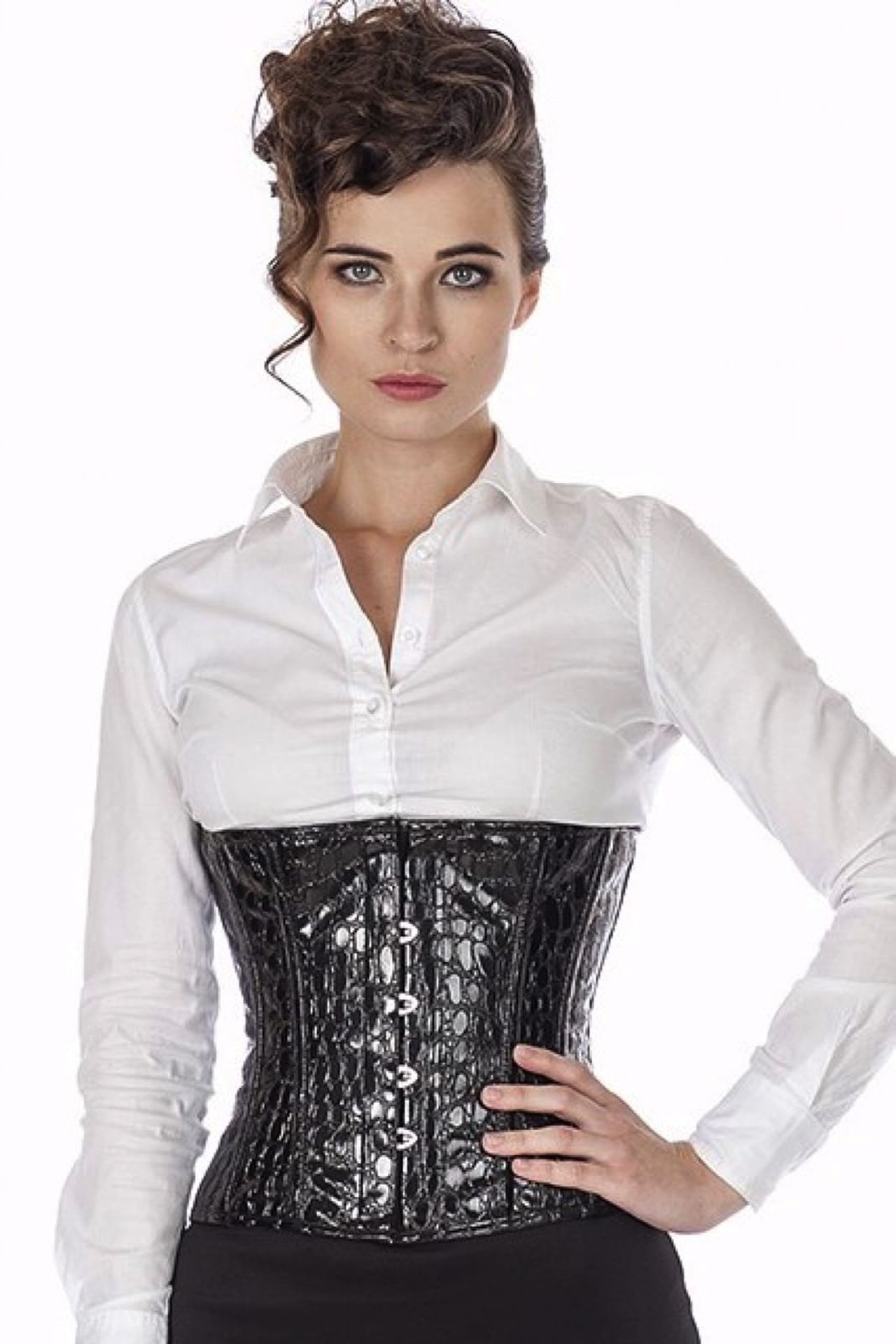 Lak corset zwart croco taille Korset pwK0