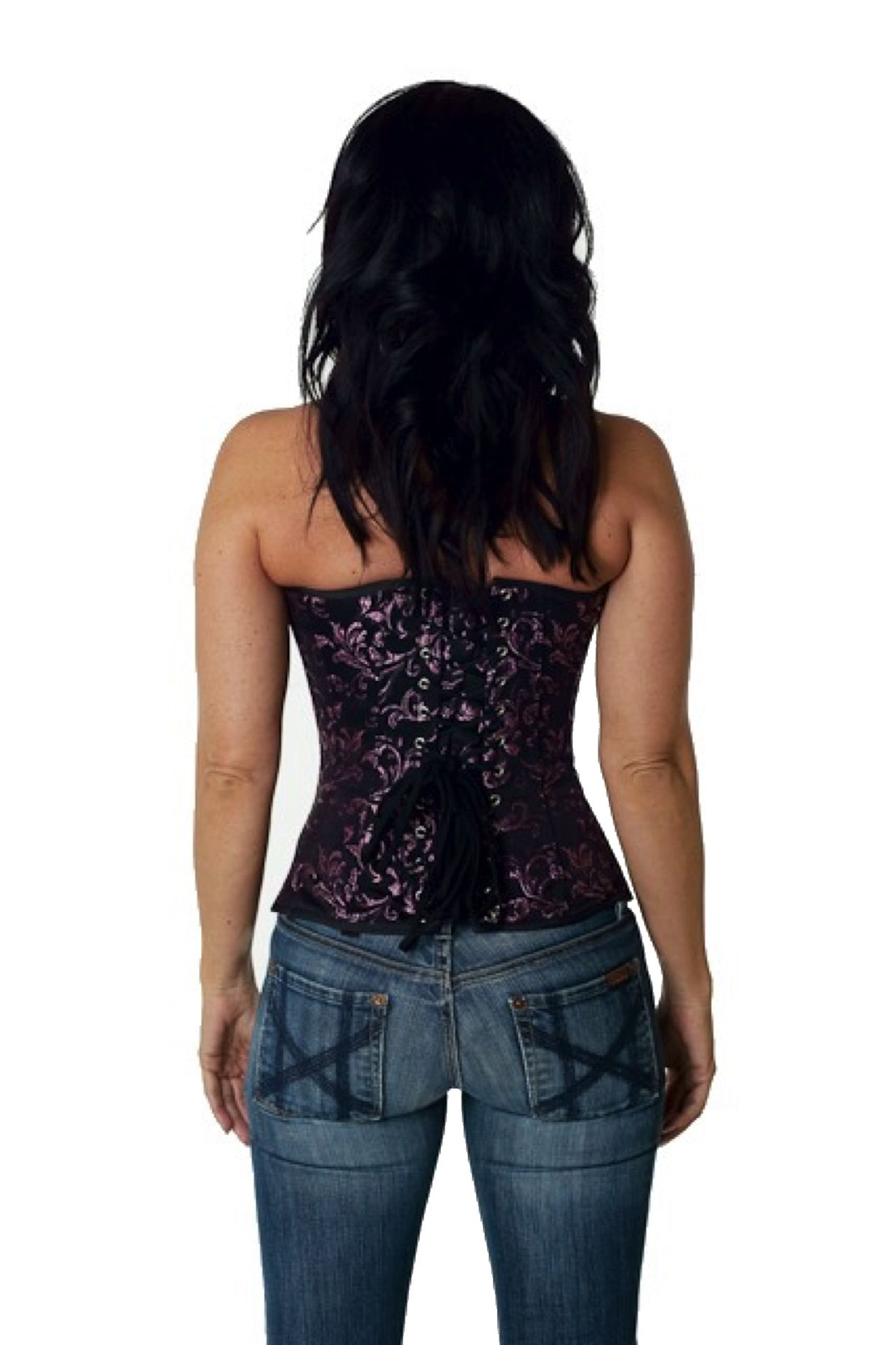 Corsetto Broccato Rosa Mezzo Busto Corsetto Broccato Rosa Mezzo Busto