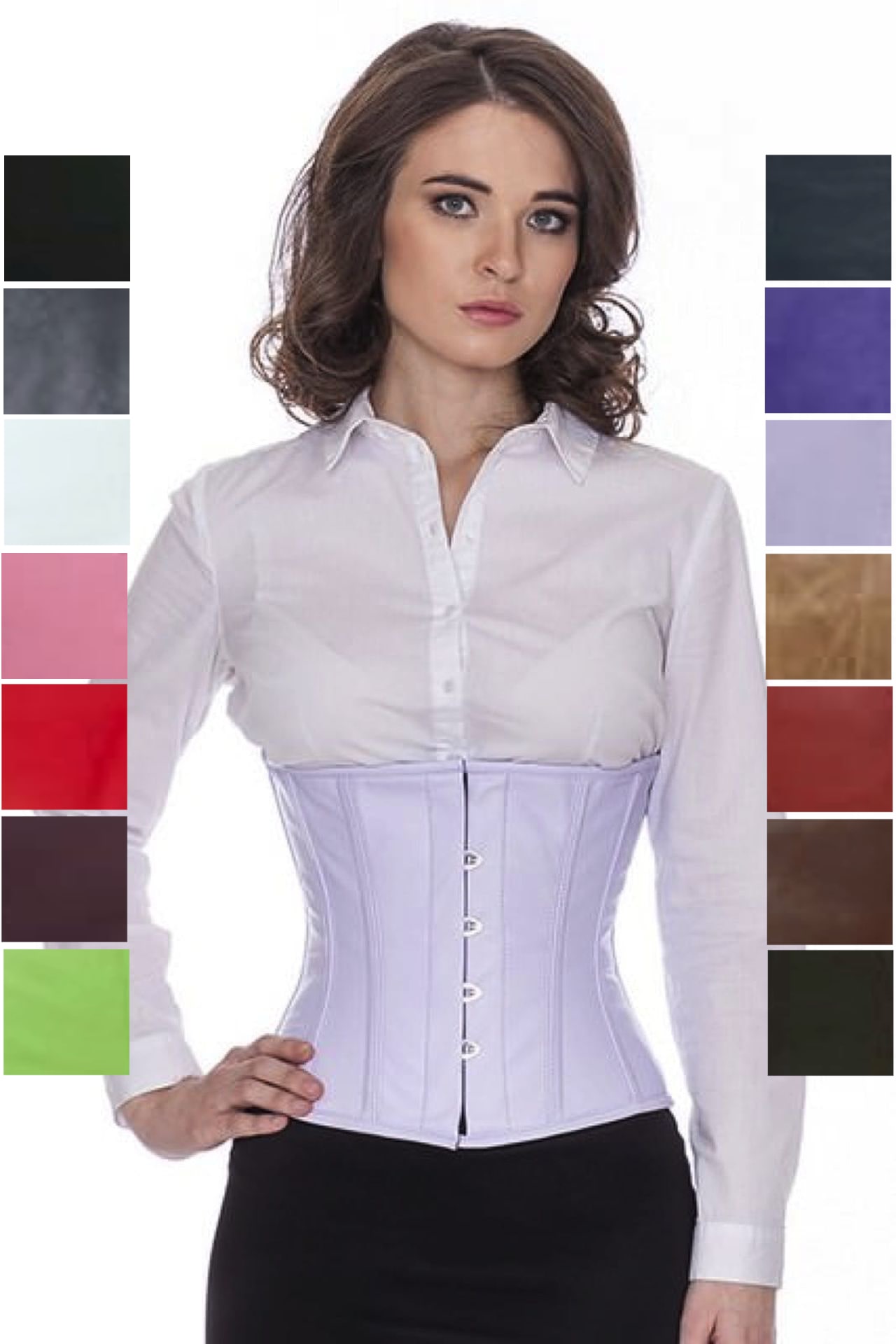 Corsetto in pelle viola chiaro con cintura Corsetto in pelle viola chiaro con cintura