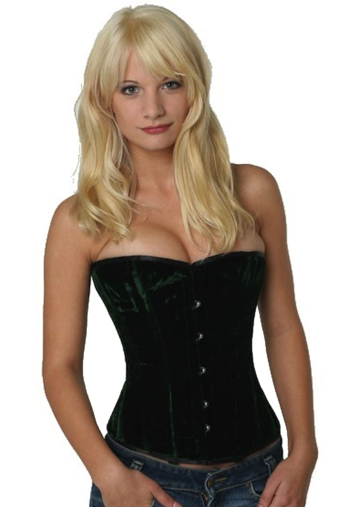 Fluweel corset groen halfborst Korset vh63