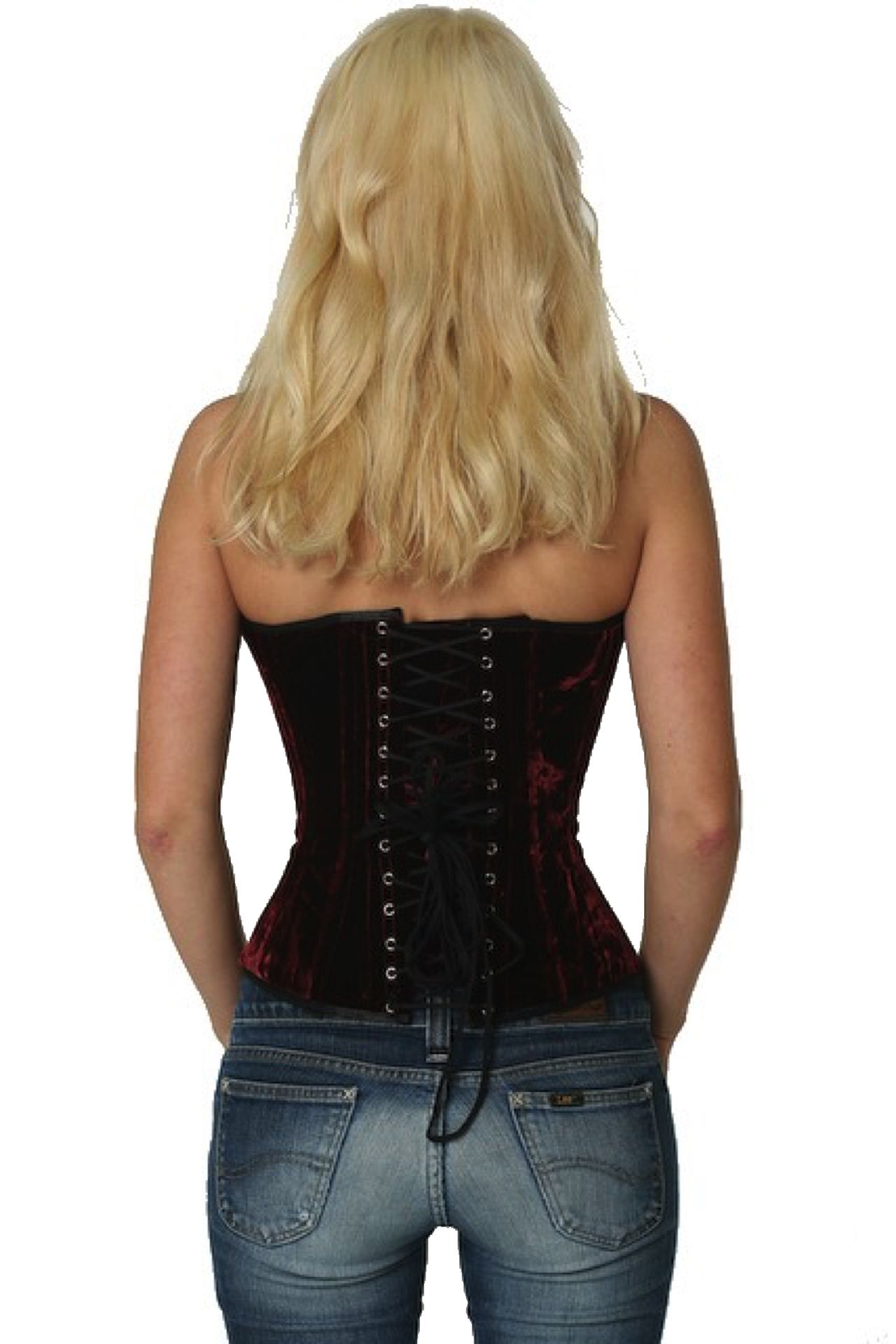 Fluweel corset rood halfborst Korset vh61