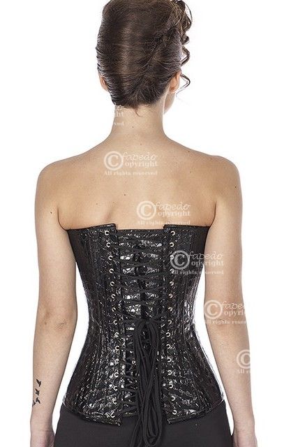 Lak corset zwart croco volborst Korset pyK0