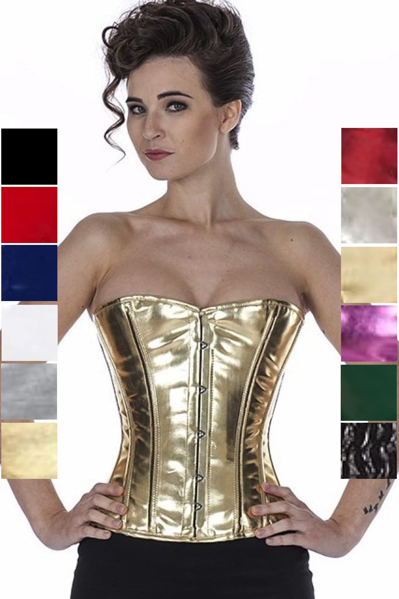 Corse dorado glitter charol medio pecho corset phG5