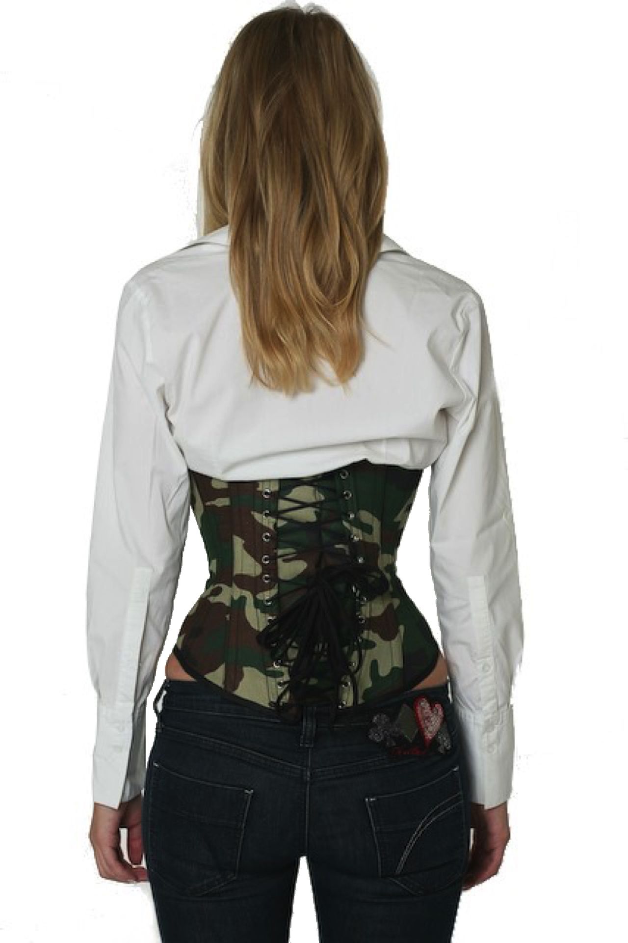 Camouflage korset groen bruin onderbuste Camouflage korset groen bruin onderbuste