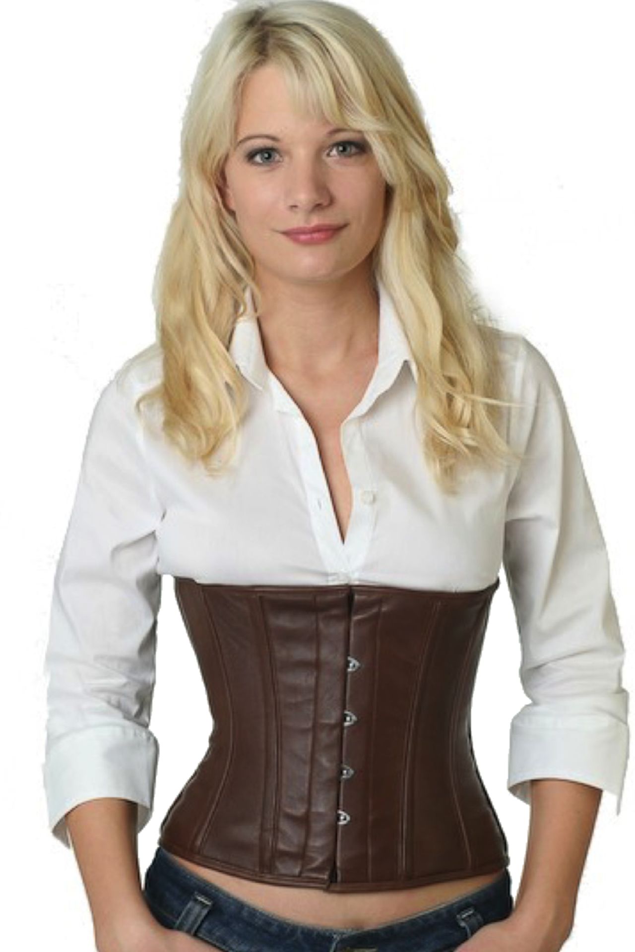 Korsett Corsage Braun Leder Taille lw26