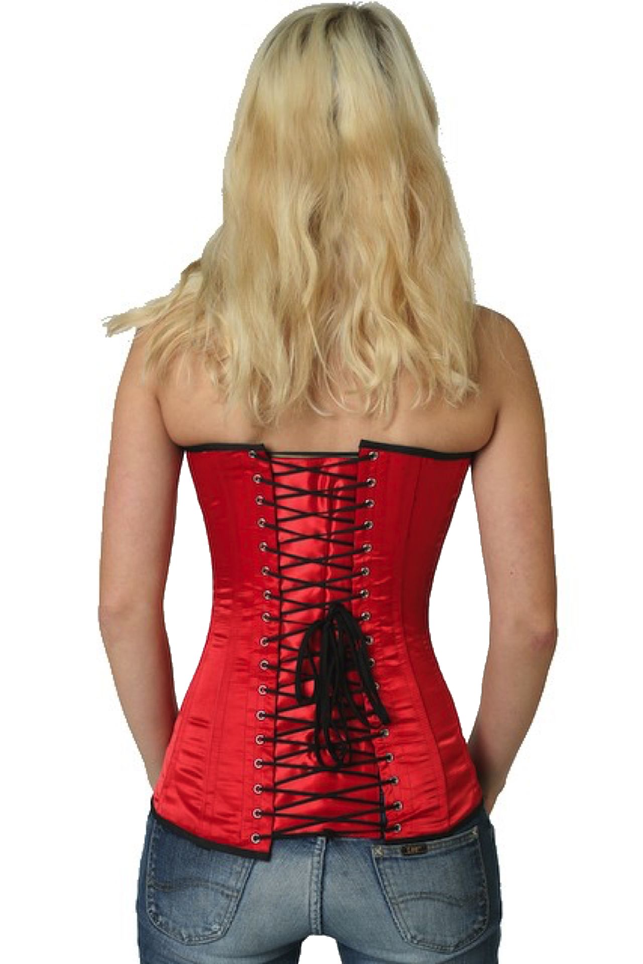 Corset red satin overbust sy06