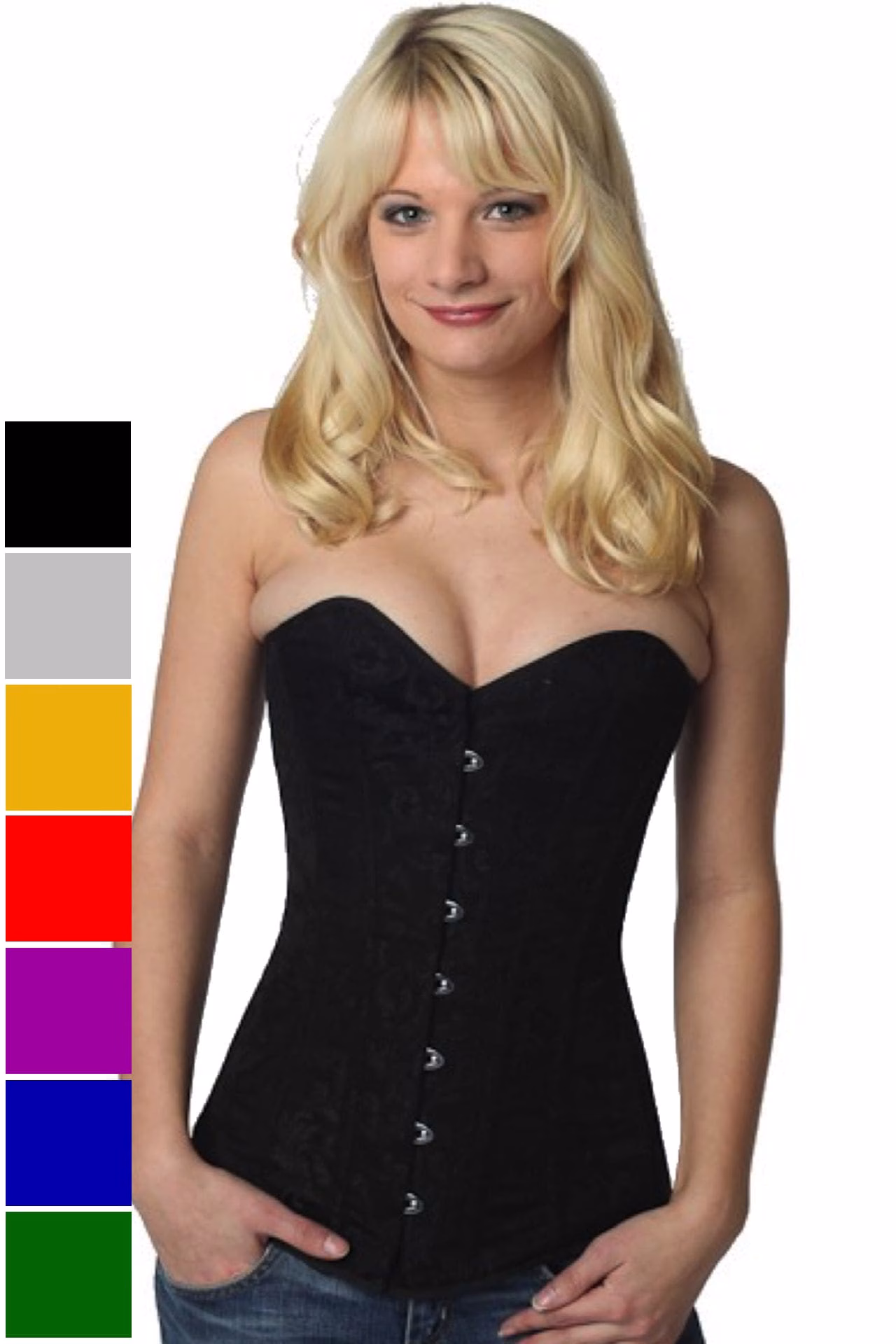 Korsett Svart Brokade Overbust ry80