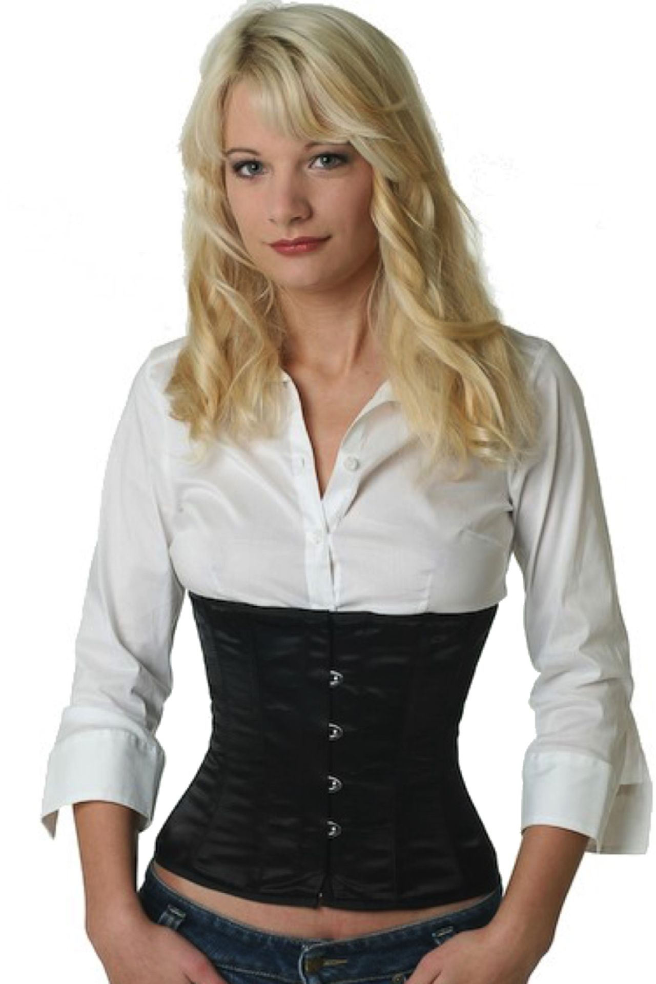 Korset Satin Sort Taljekorset Korset Satin Sort Taljekorset
