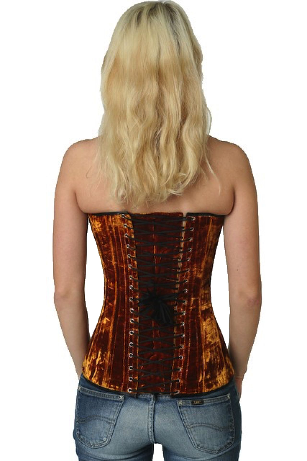 Fluweel corset goud volborst Korset vy64