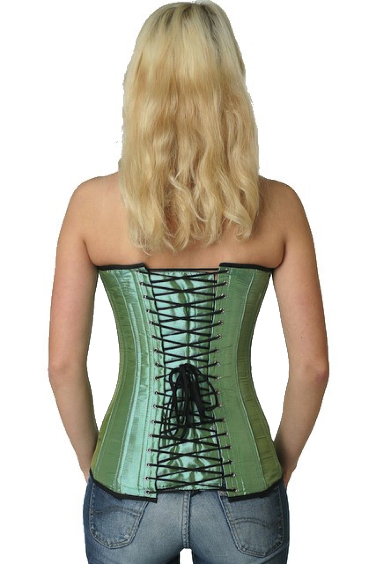 Satijn corset lichtgroen volborst Korset sy15