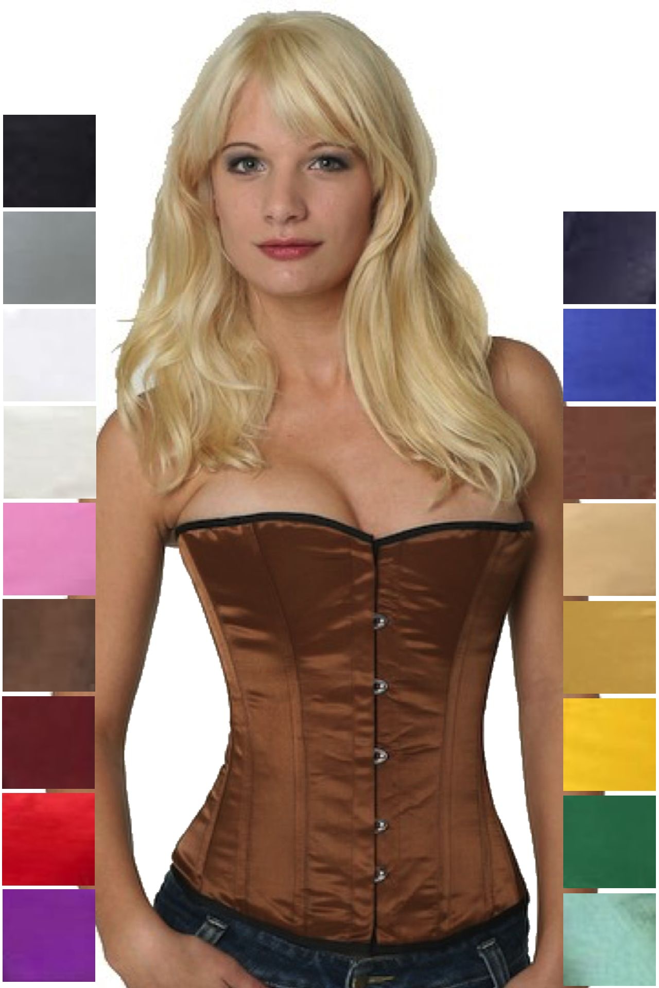 Corset brown satin half bust sh10
