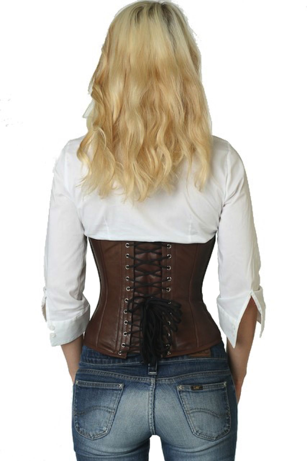 Corset brown leather taille lw26