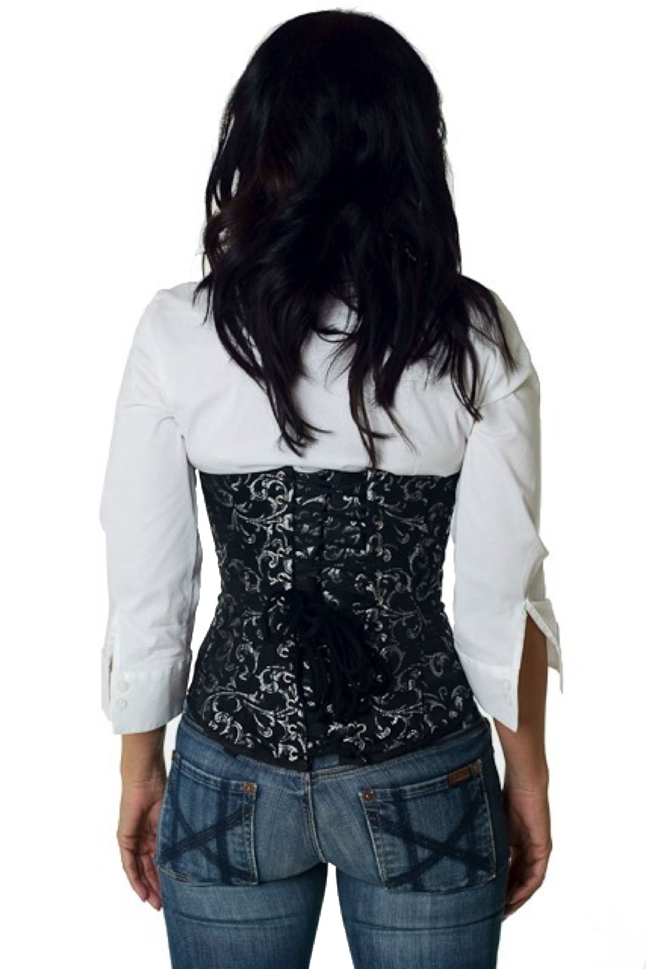 Korsett Brokat Silber Unterrust Korsett Brokat Silber Unterrust