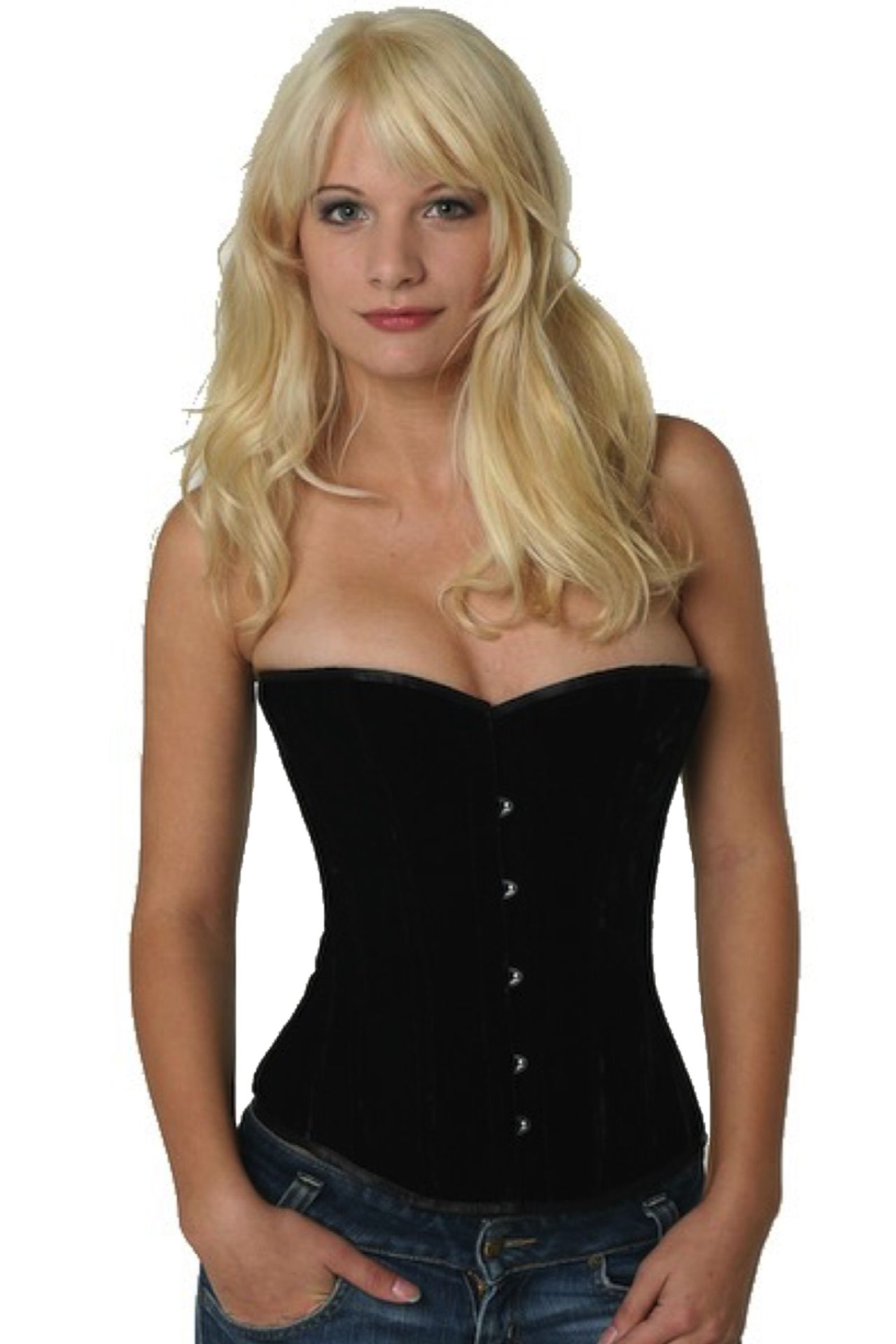 Fluweel corset zwart halfborst Korset vh60