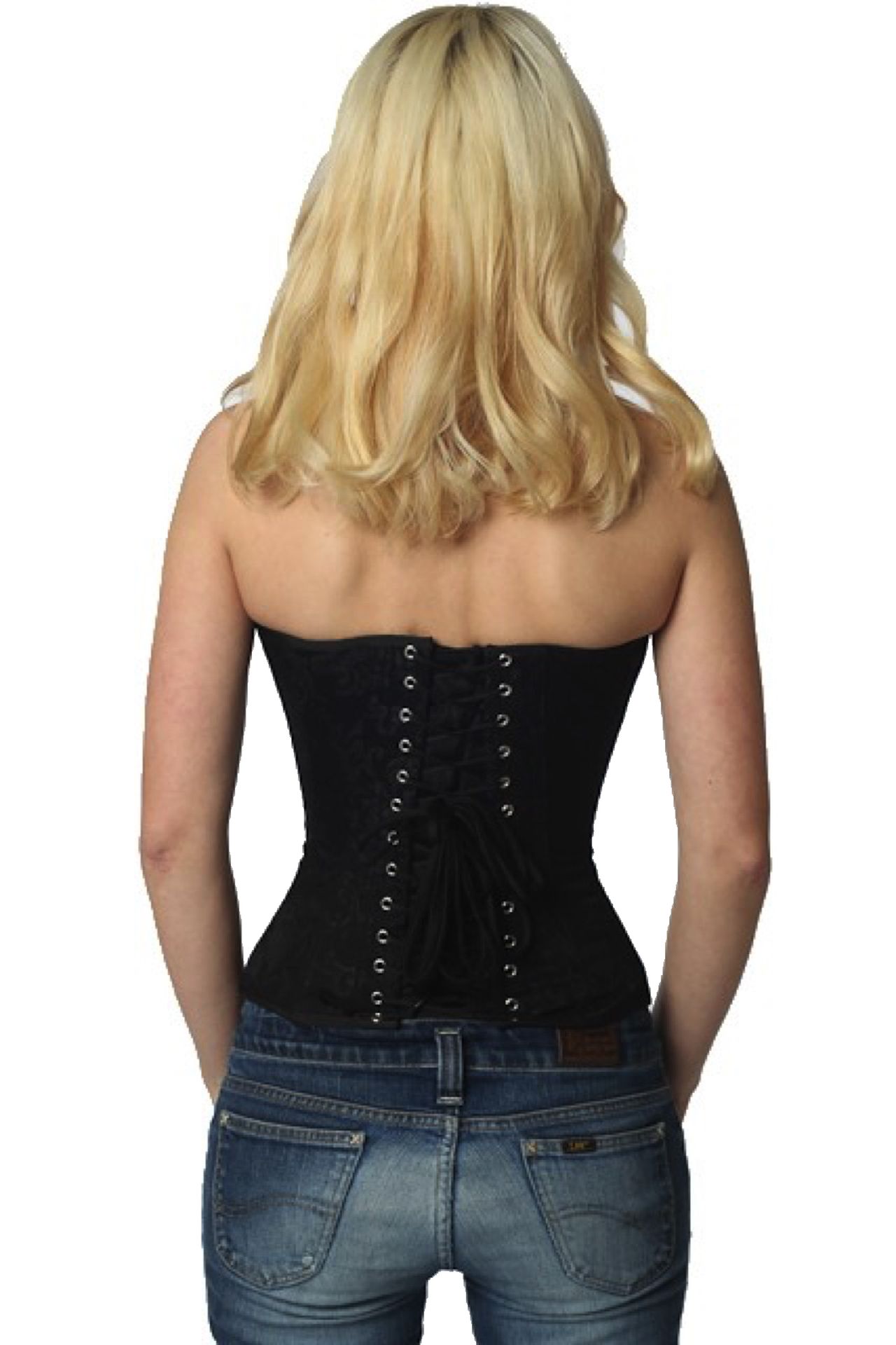 Brokaat corset zwart halfborst Korset rh80