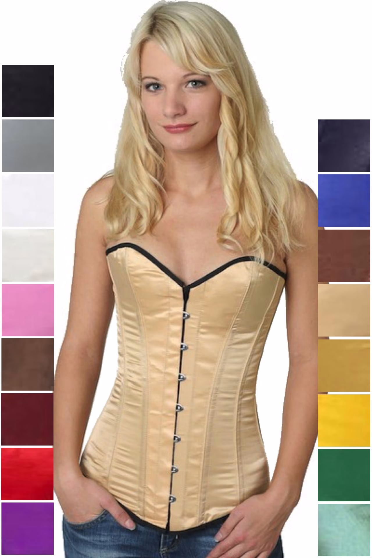 Corsage Korsett Satin Beige Vollbrust sy11