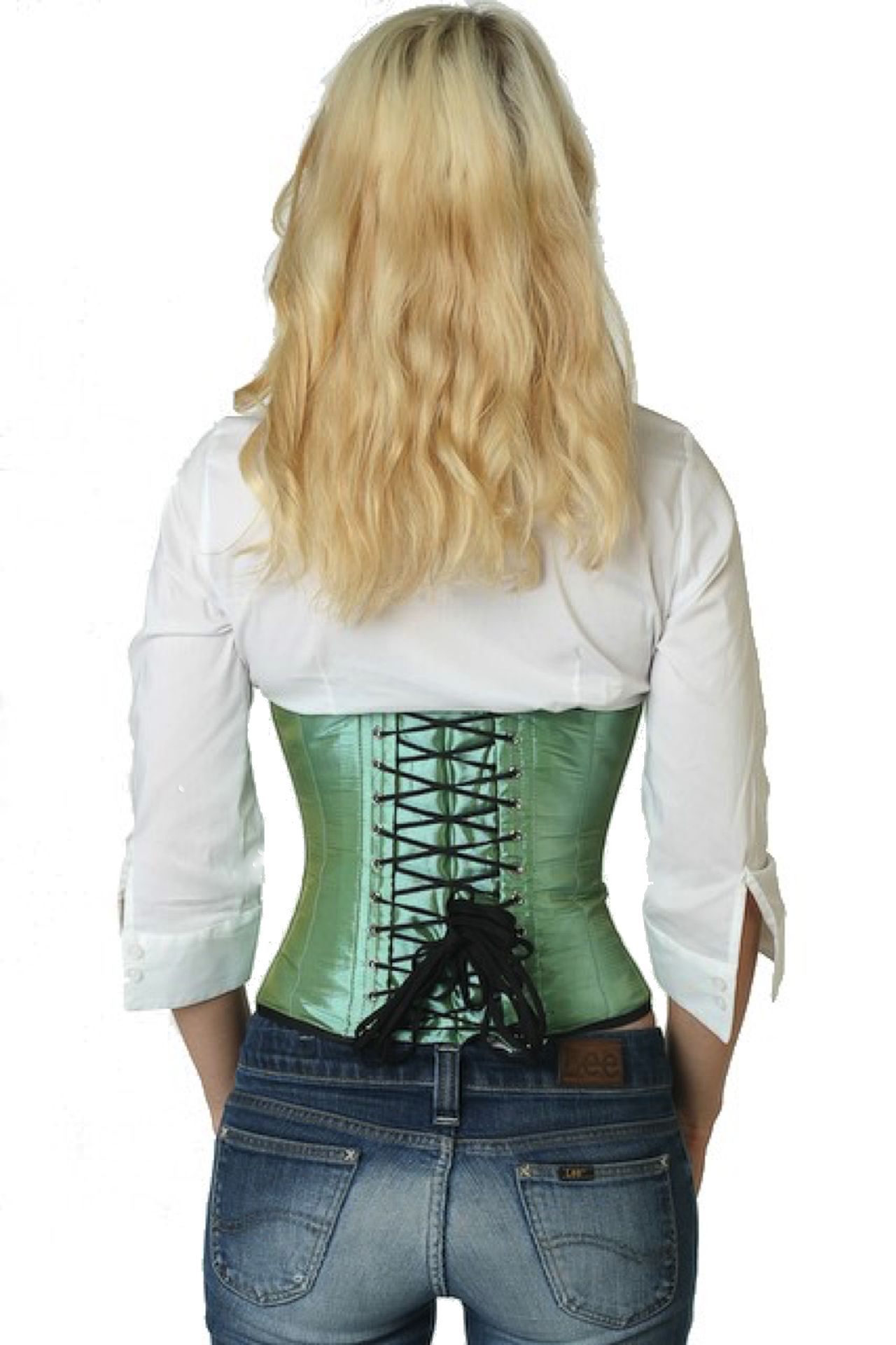 Satijn corset lichtgroen taille Korset sw15