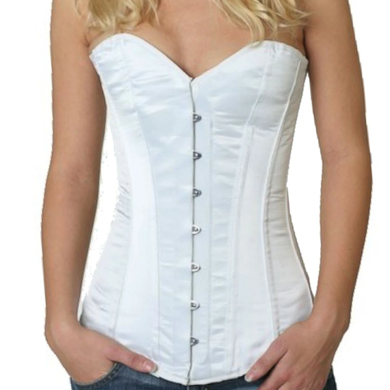 Satin Corset Overbust Corset White Satin Corset Overbust Corset White