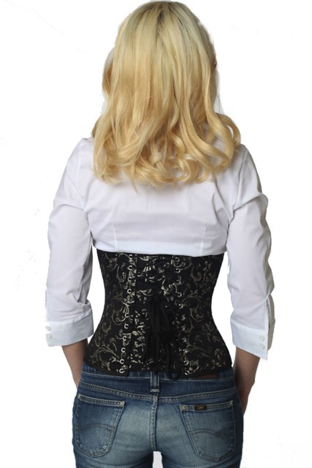 Corset Brocart Doré Serre-Taille Corset Brocart Doré Serre-Taille