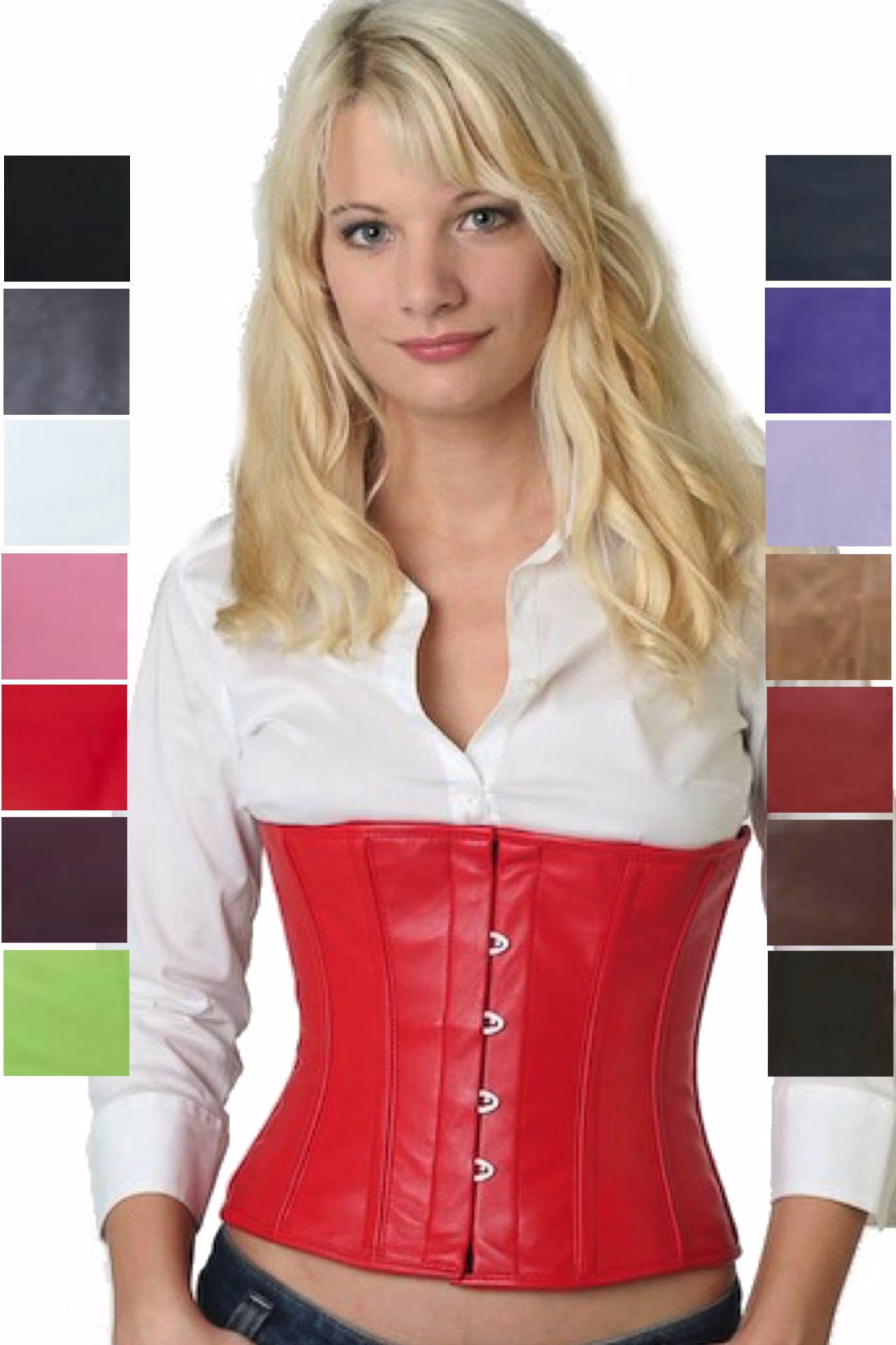 Korsett Corsage Leder Rot Taille lw23