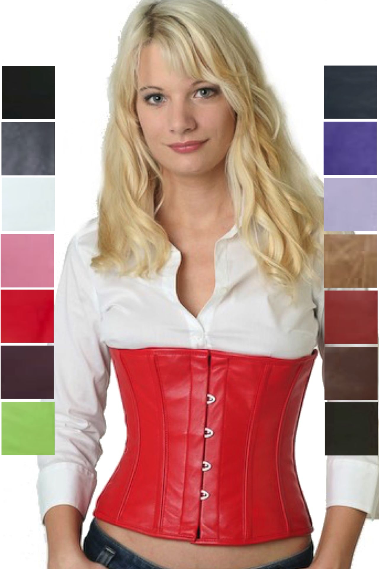 Corset rouge cuir lw23