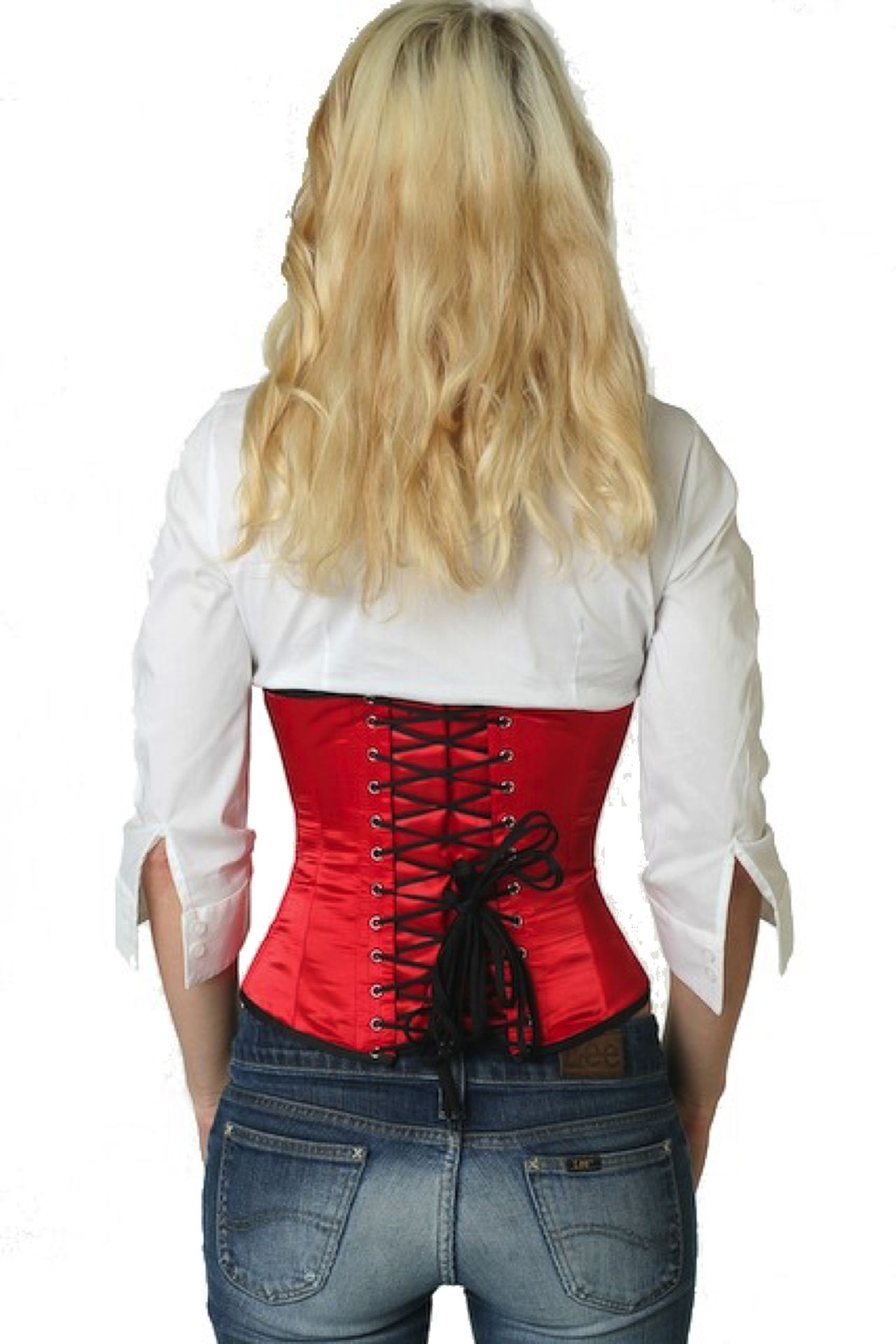Satijn corset rood taille Korset sw06
