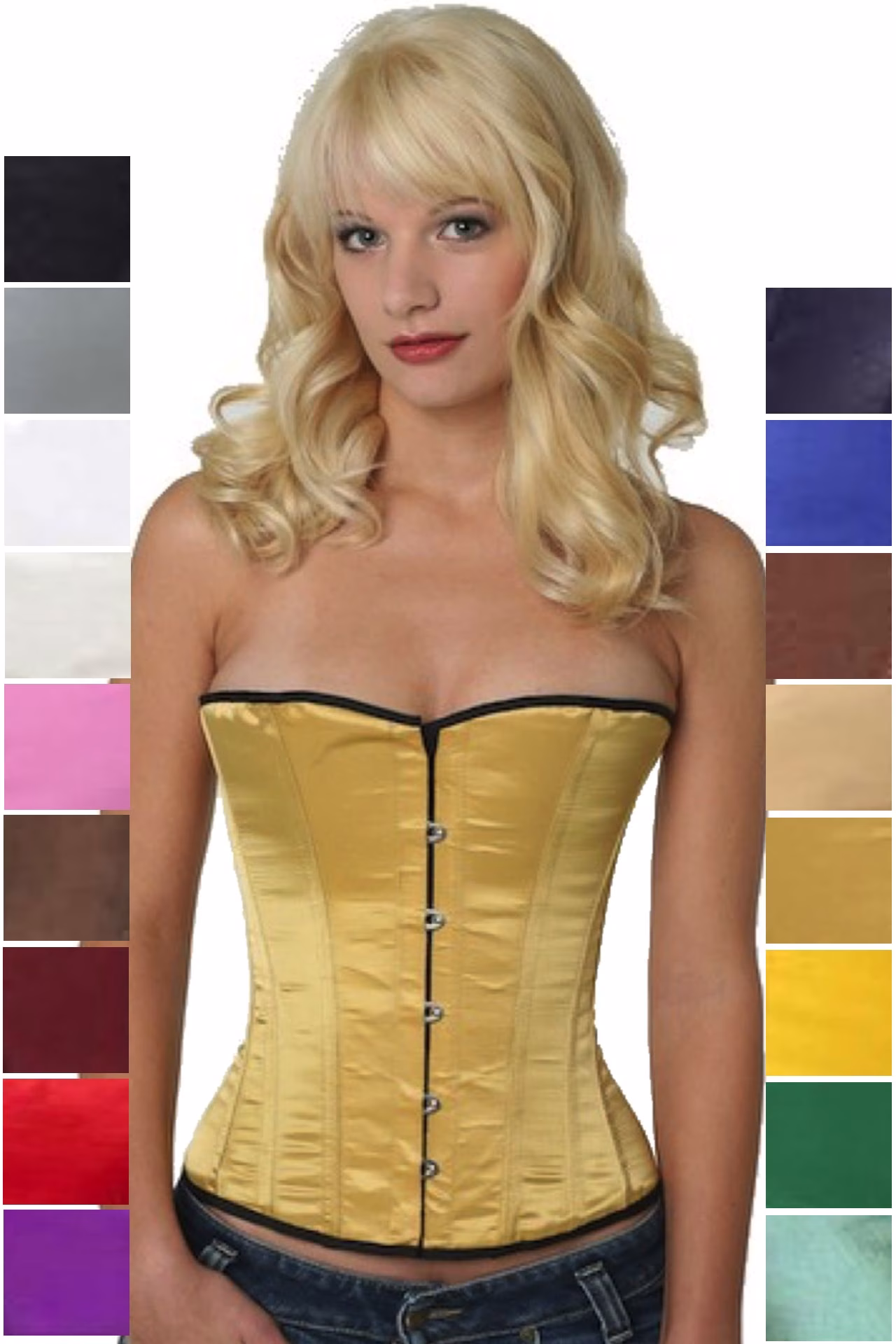 Korsett Corsage Gold Satin Halbbrust sh12