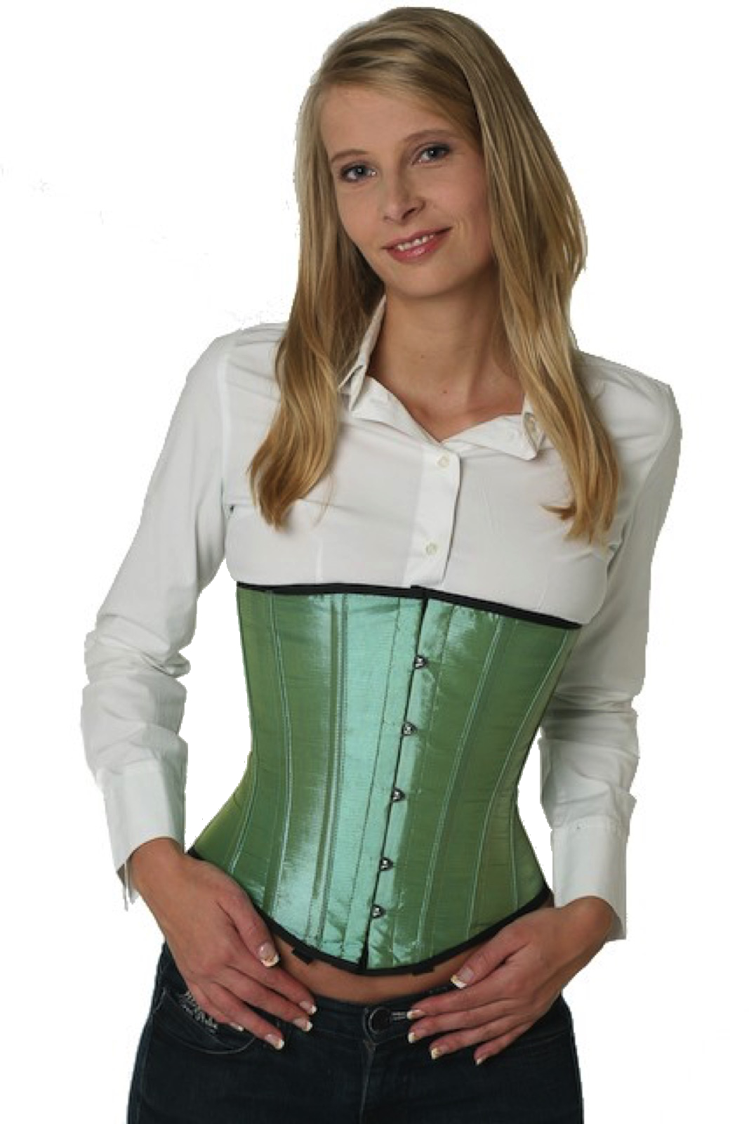 Satijn corset lichtgroen onderborst Korset su15