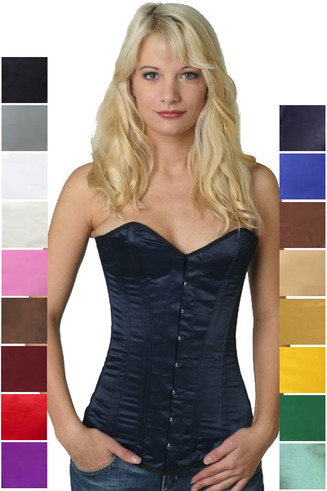 Corsetto blu marino satin overbust sy07 Corsetto blu marino satin overbust sy07