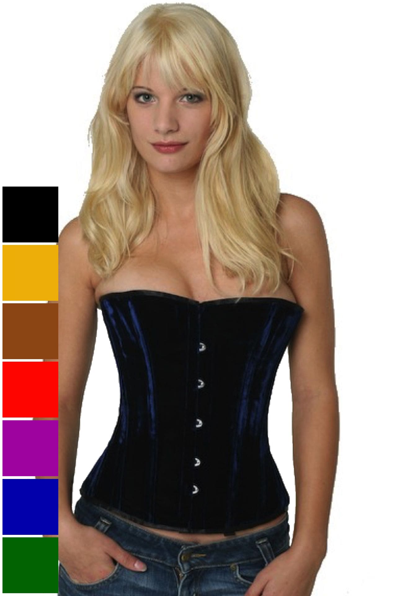 Corse azul terciopelo medio pecho corset vh62
