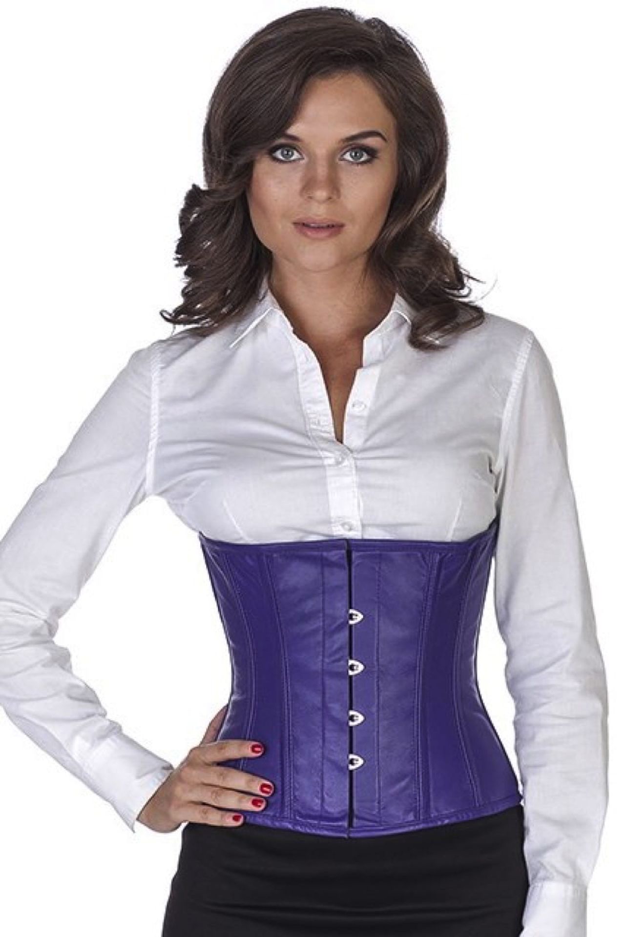 Korsett violett Leder Taillienkorsett Korsett violett Leder Taillienkorsett