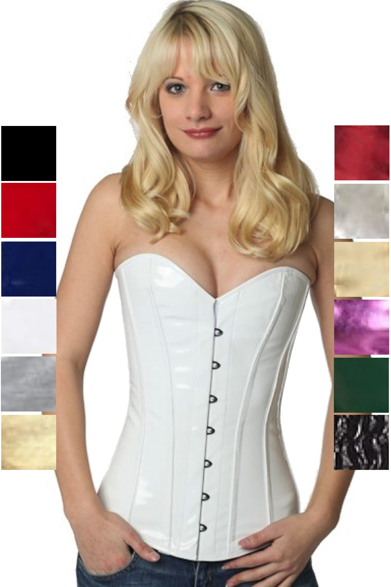 Corset white vinyl overbust px76