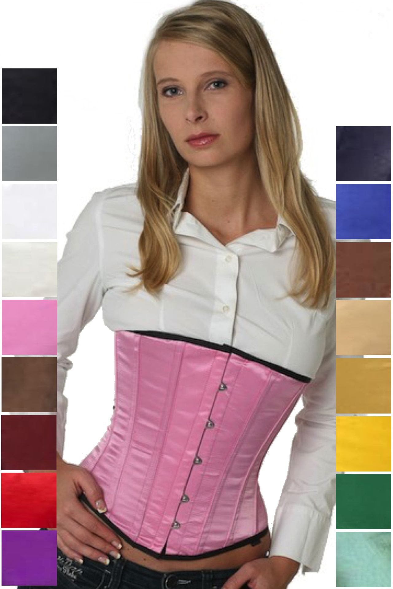 Korsett Corsage Pink Satin Unterbrust su03
