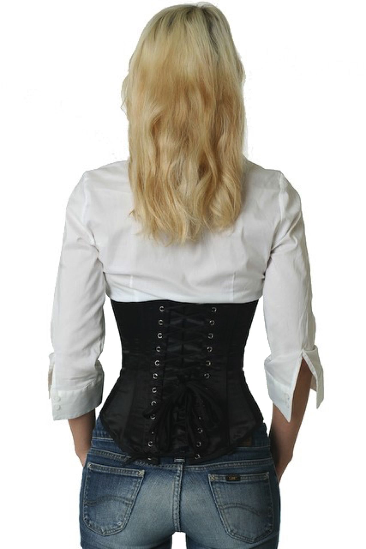 Satijn corset zwart onderborst Korset su00