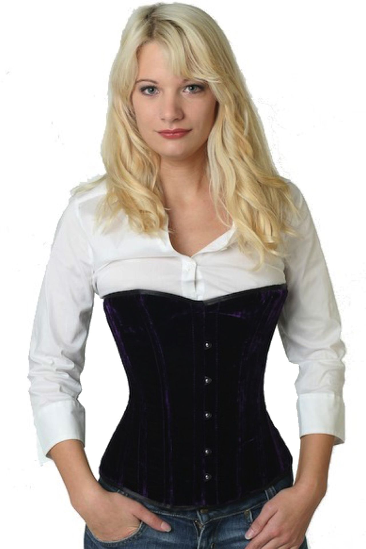 Fluweel corset paars halfborst Korset vh65