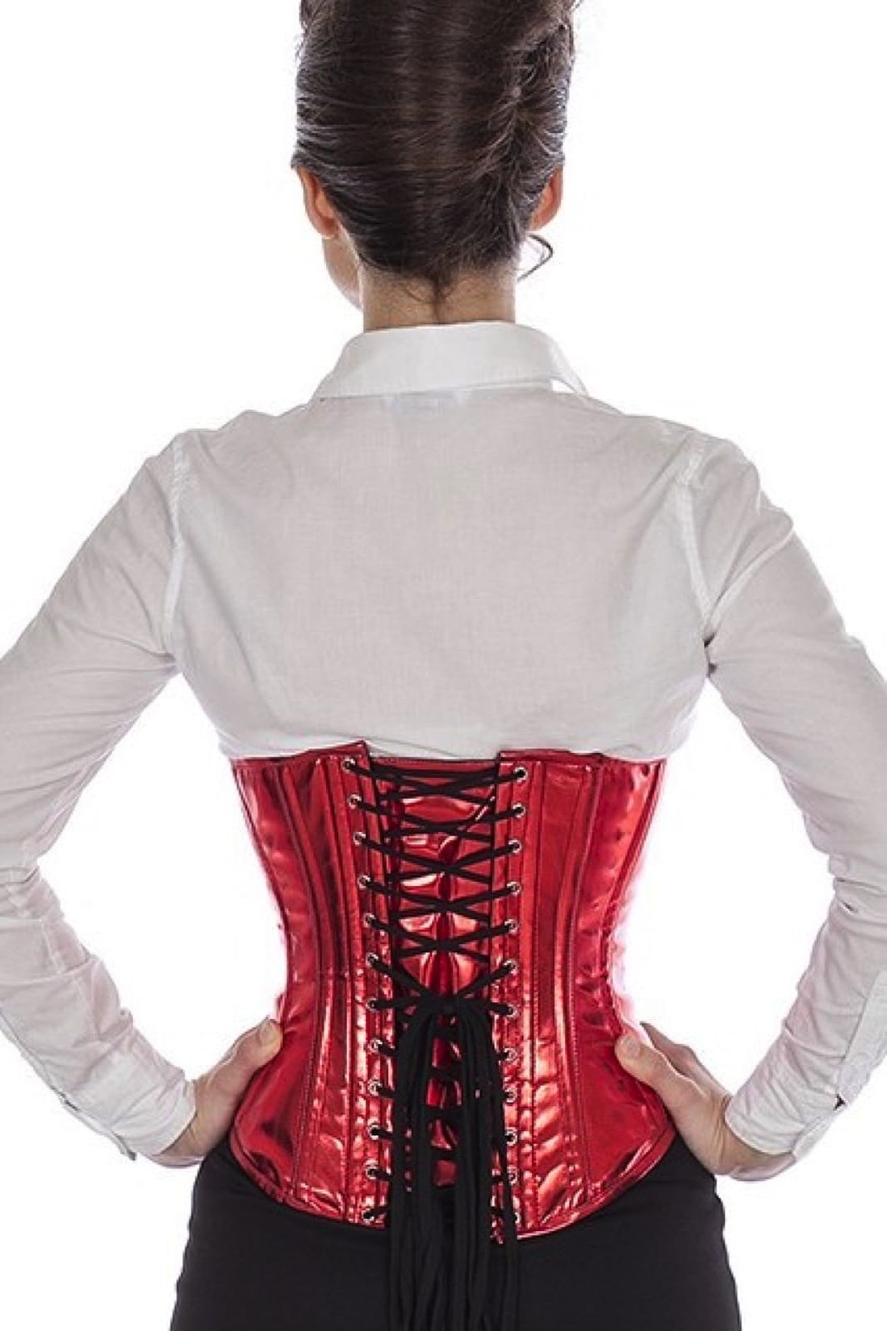 Lak corset rood glitter onderborst Korset puG1