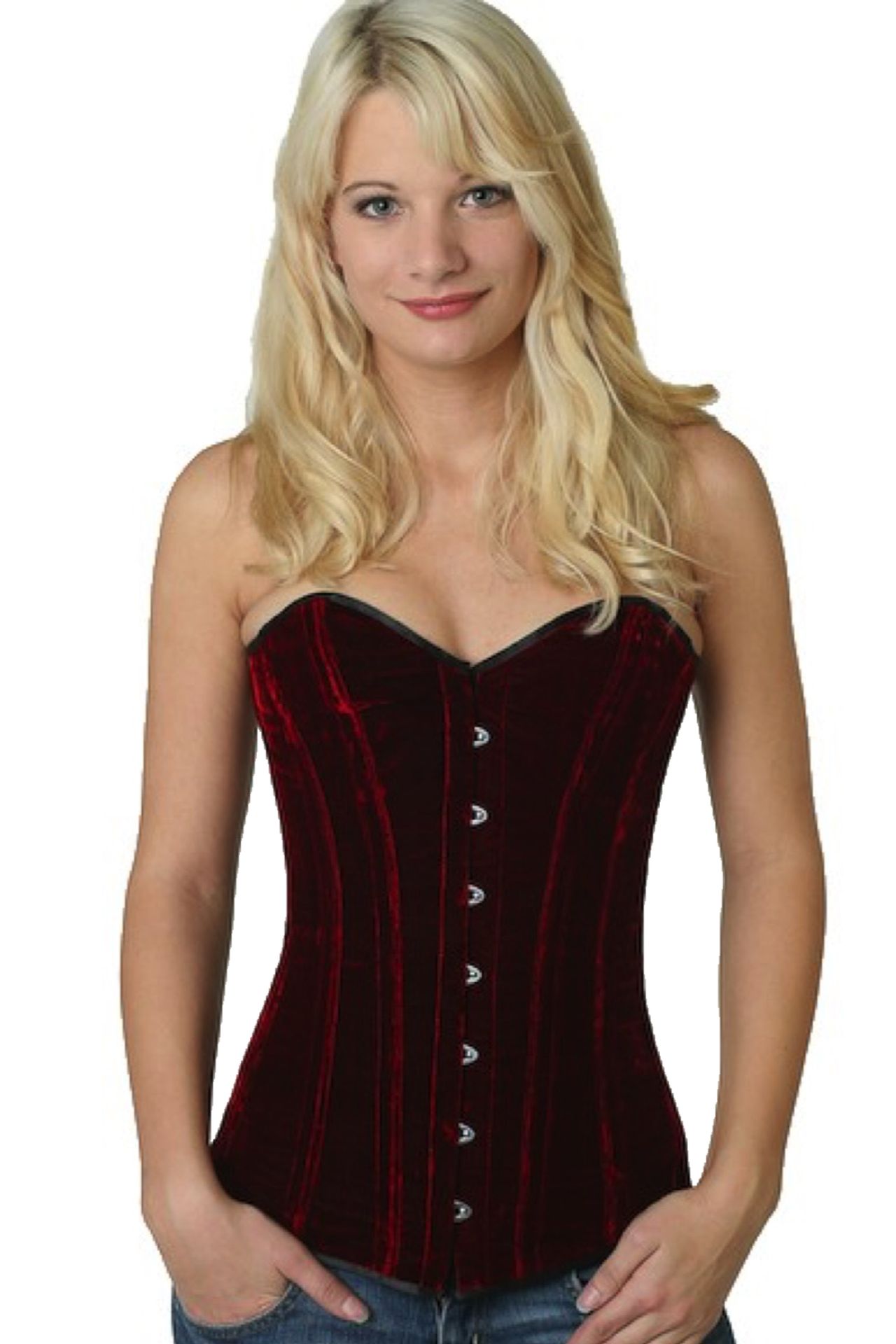 Fluweel corset rood volborst Korset vy61