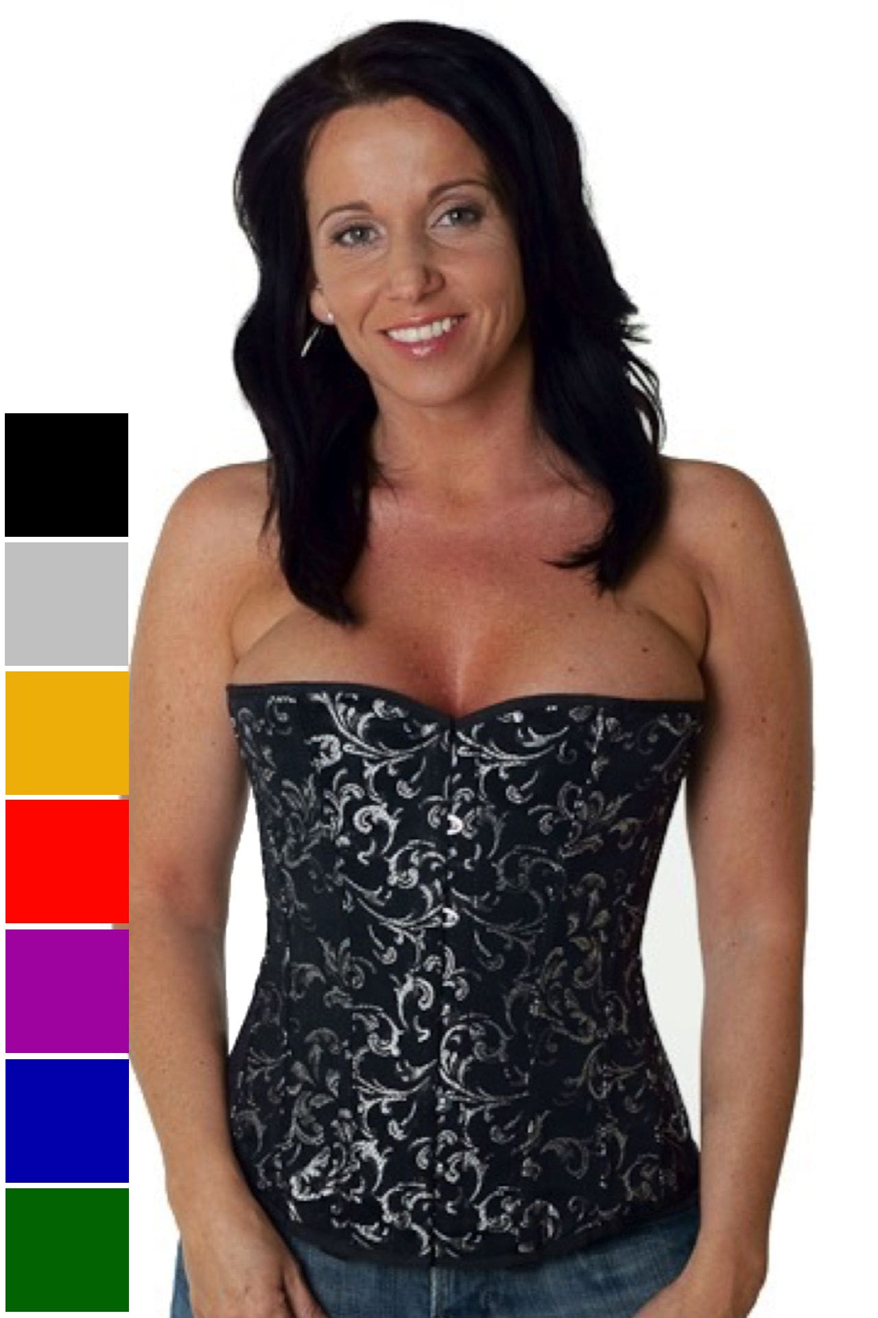 Corset silver brocade half bust rh85