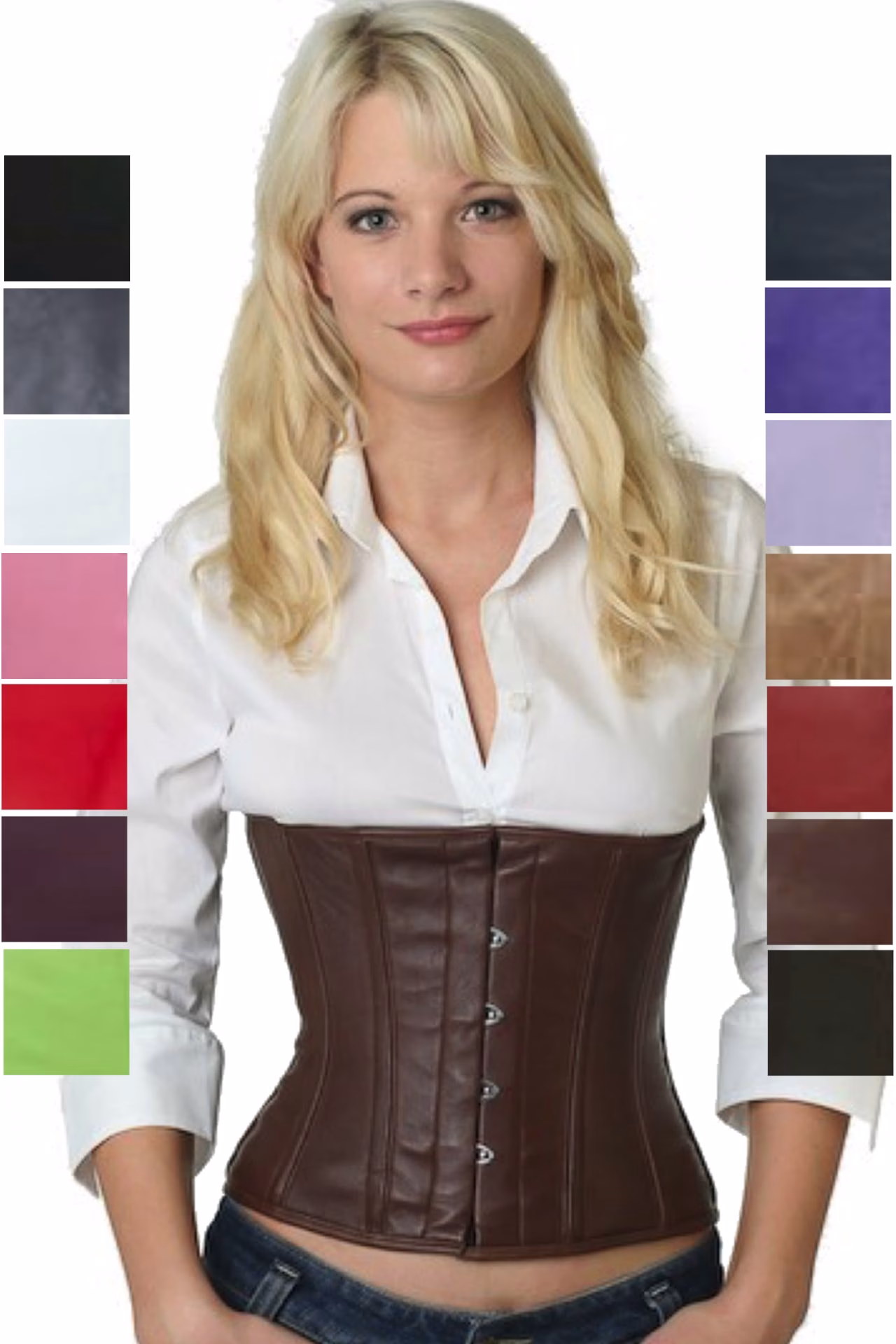 Korsett Corsage Braun Leder Taille lw26