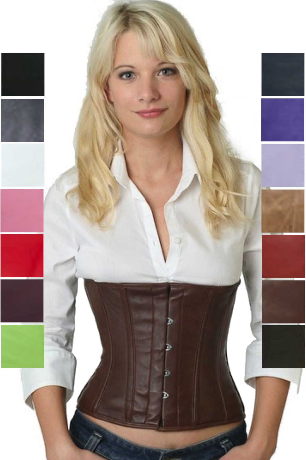 Corse marrón cuero reductores corset lw26