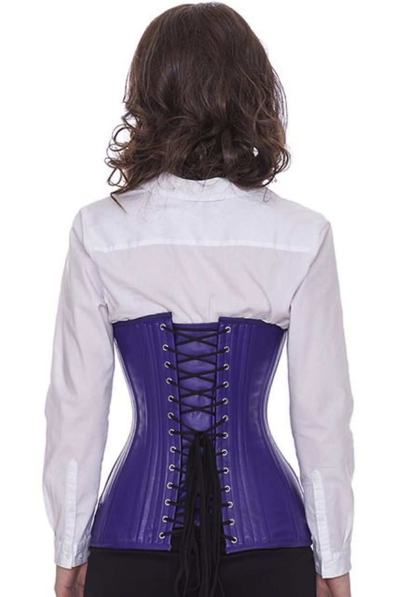 Corse violeta cuero bajo pecho ondeado corset ln32