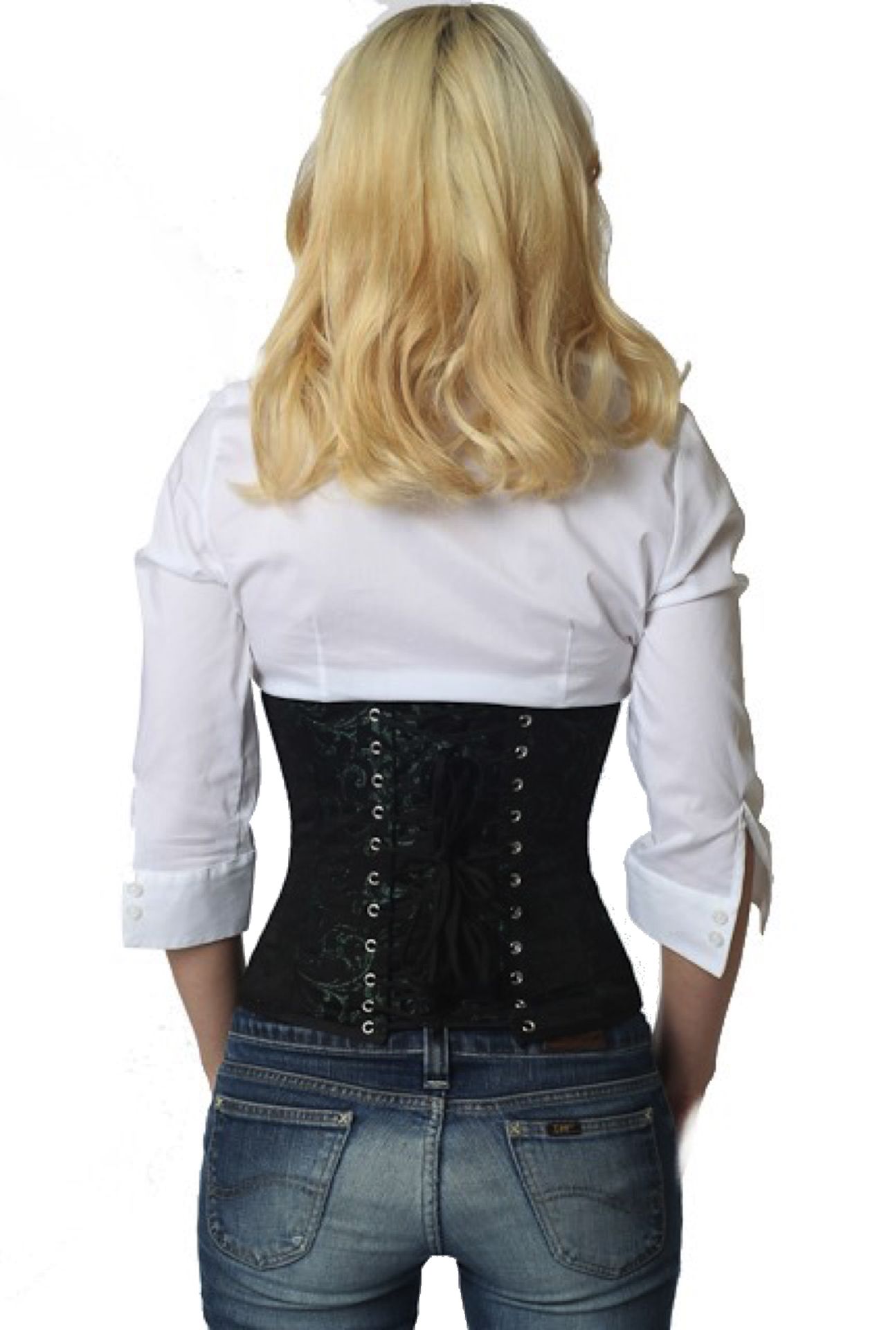 Espartilho Corset verde brocado rw83