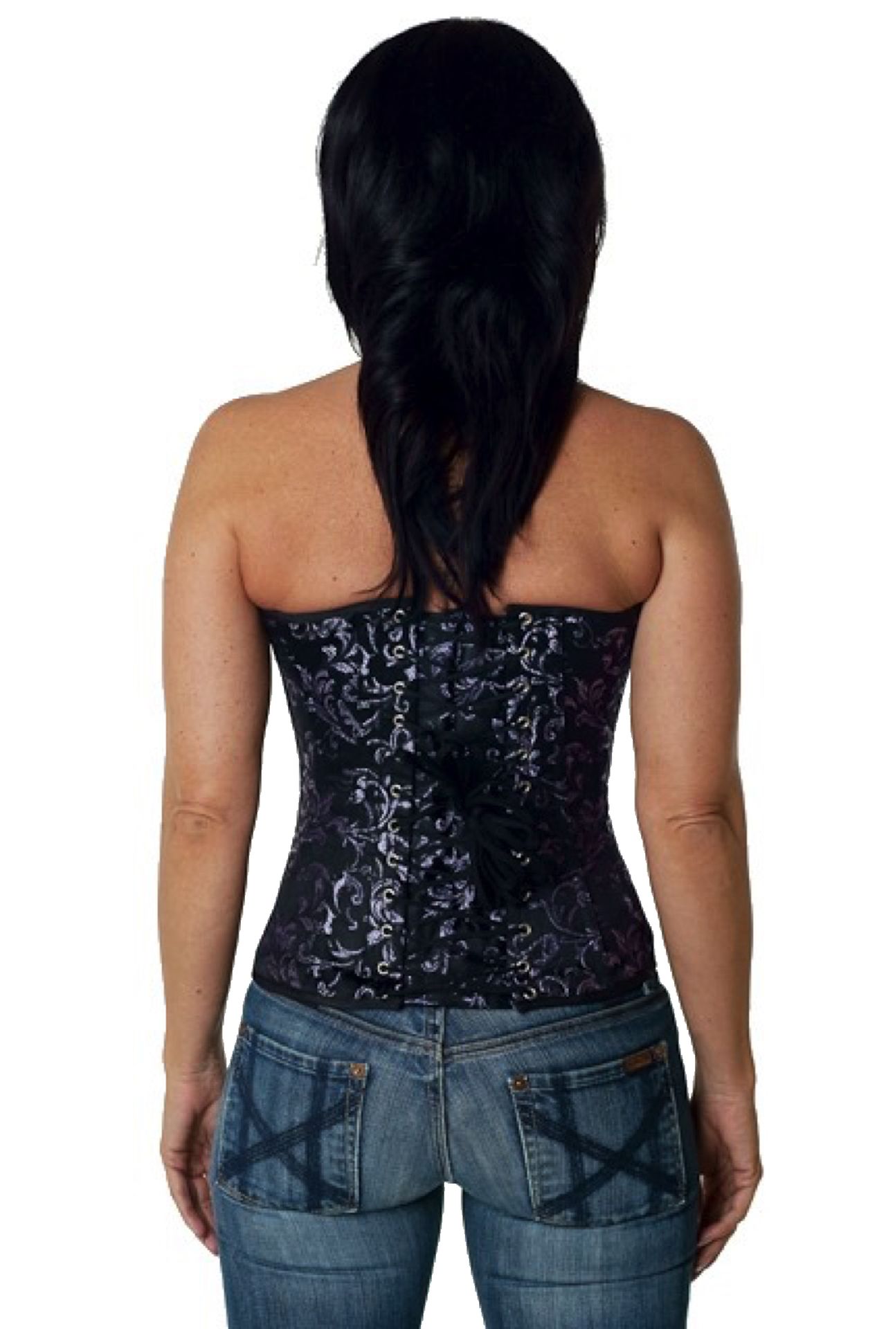 Corset Brocart Violet Demi-Buste Corset Brocart Violet Demi-Buste
