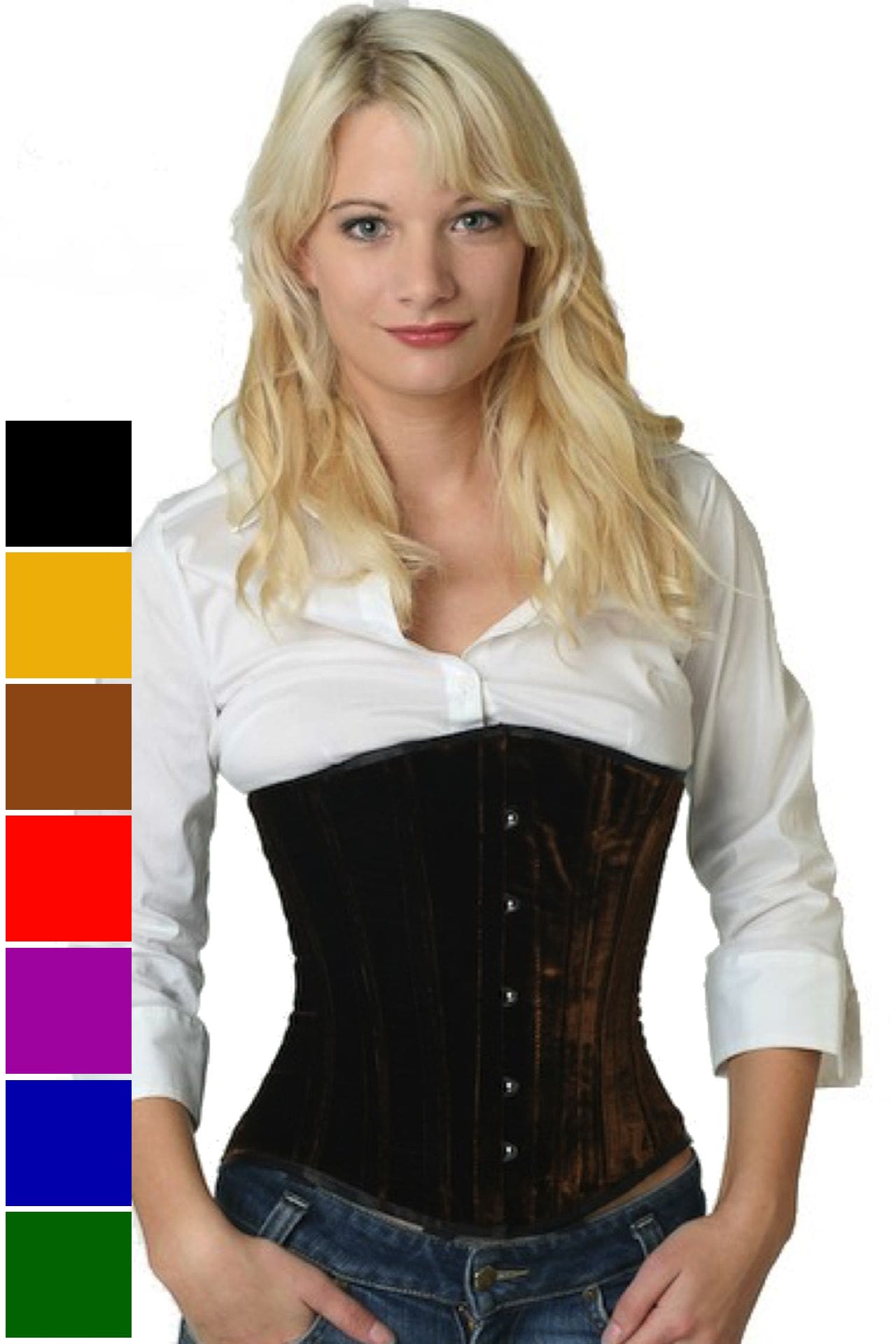 Corset brown velvet underbust vu59
