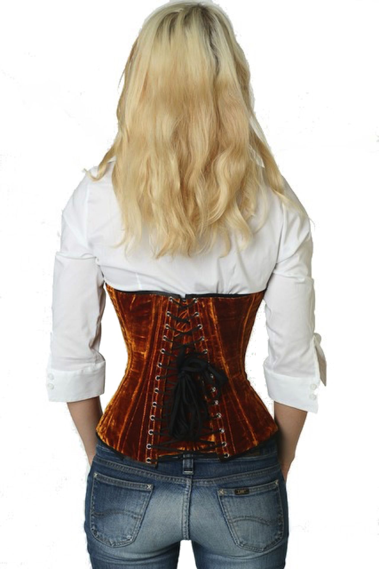 Fluweel corset goud halfborst Korset vh64