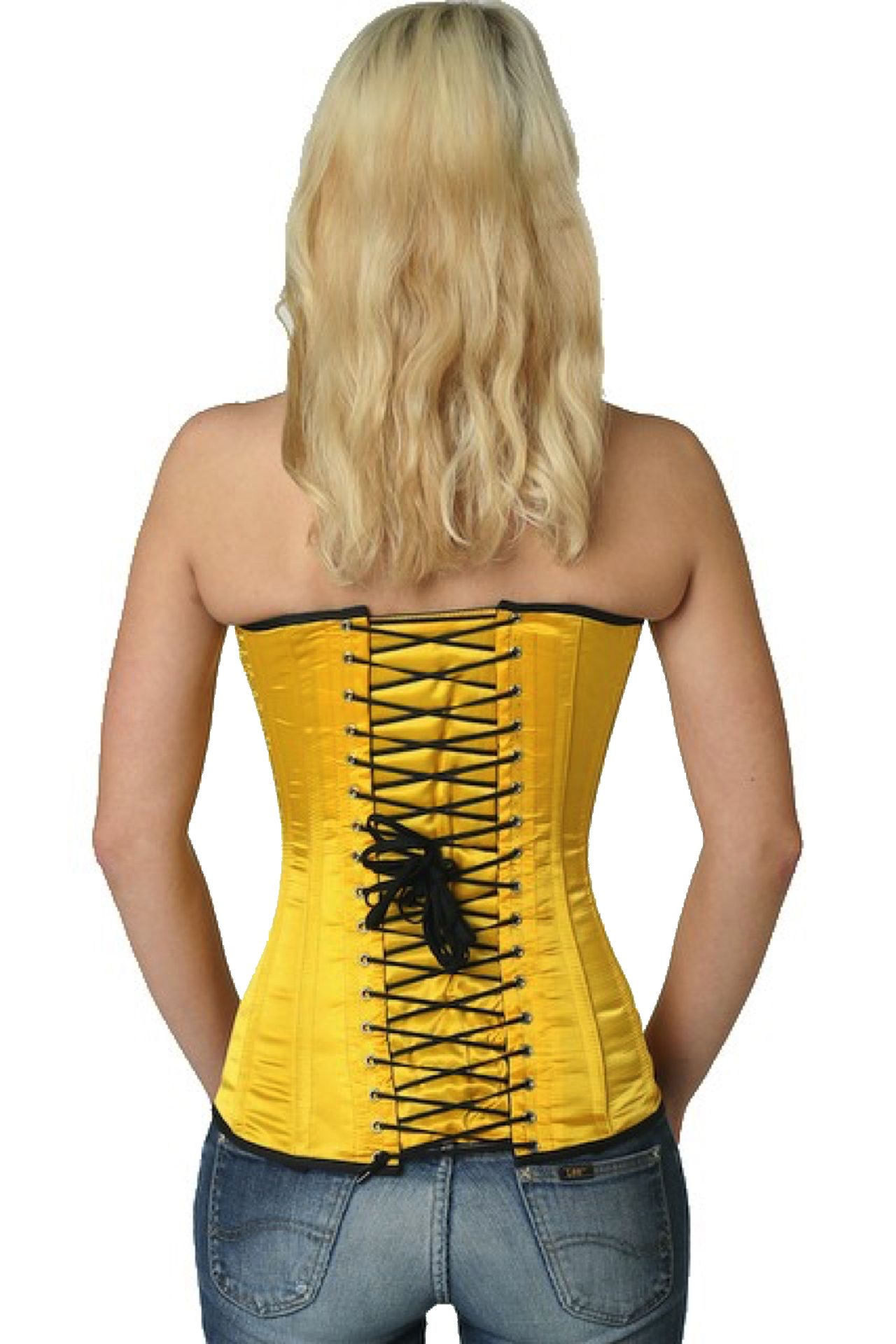 Espartilho Cetim Amarelo Corpete de busto inteiro Espartilho Cetim Amarelo Corpete de busto inteiro