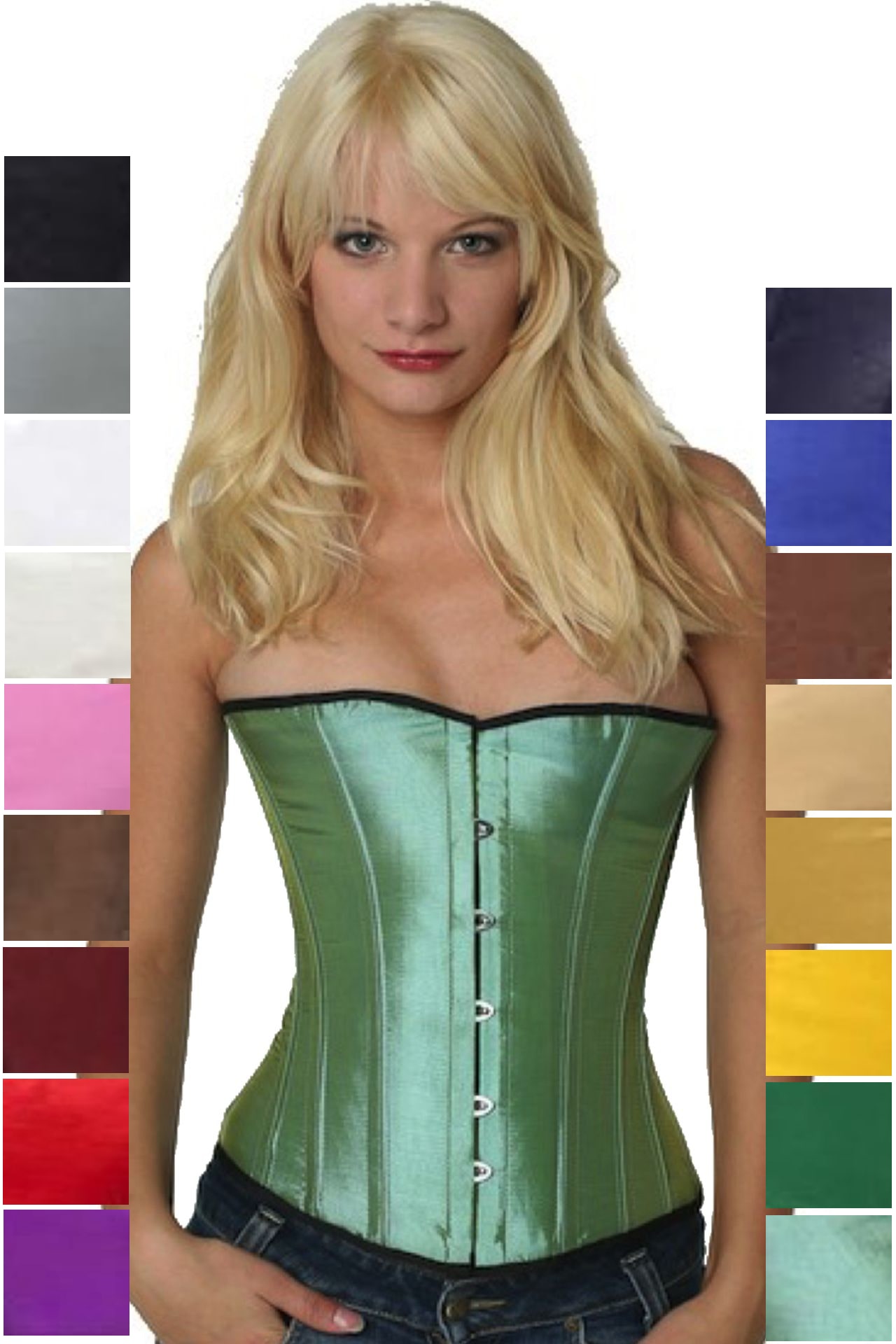 Korsett Grün Hellgrün Satin Halbbrust sh15 Korsett Grün Hellgrün Satin Halbbrust sh15
