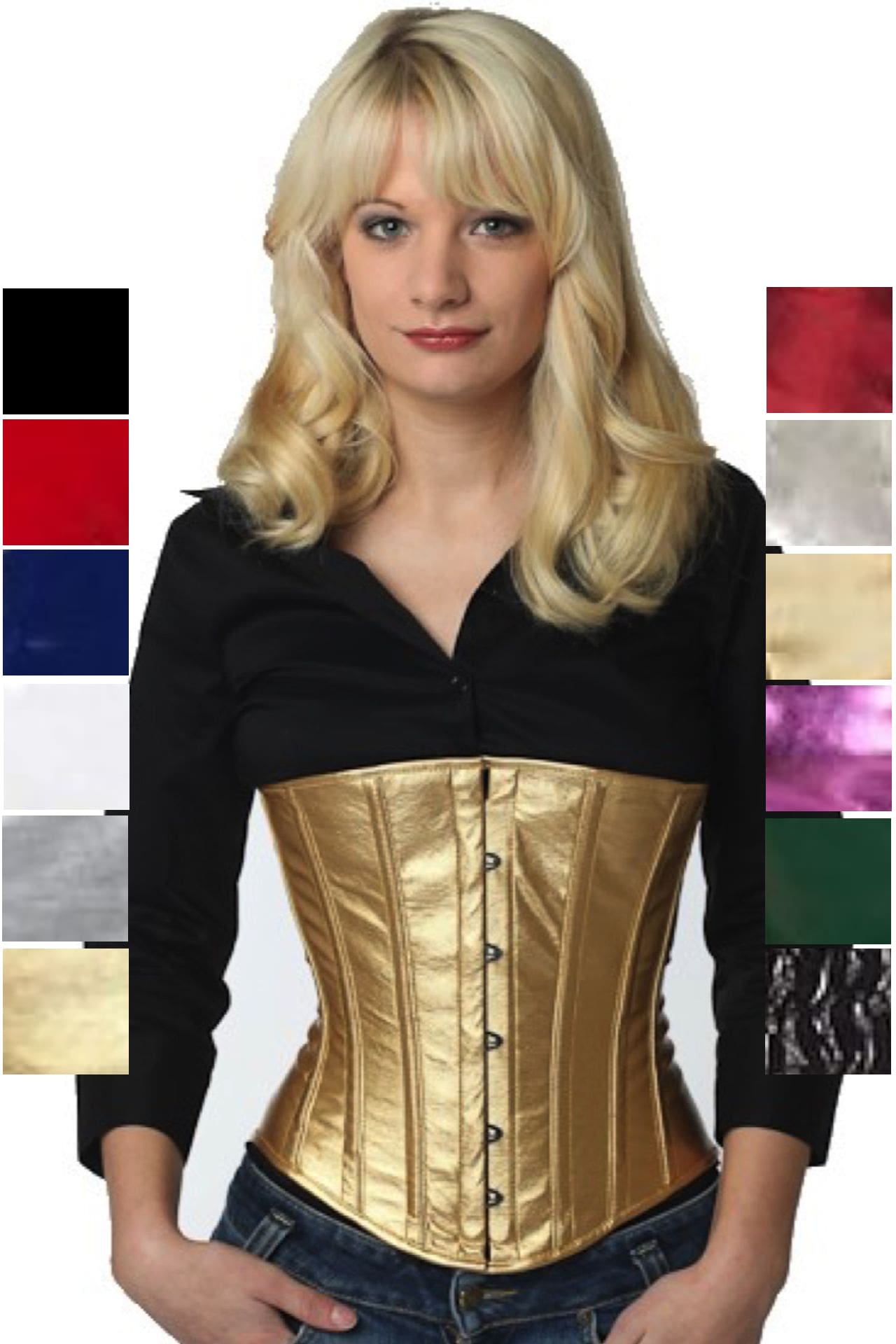 Corse dorado charol bajo pecho corset pu75