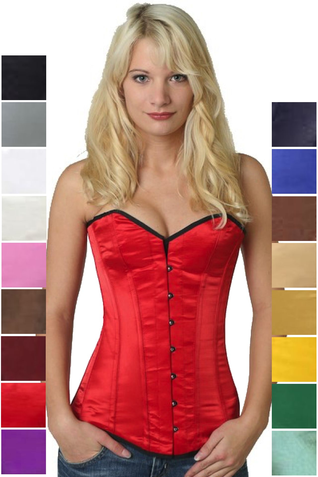 Corsetto rosso satin overbust sy06 Corsetto rosso satin overbust sy06